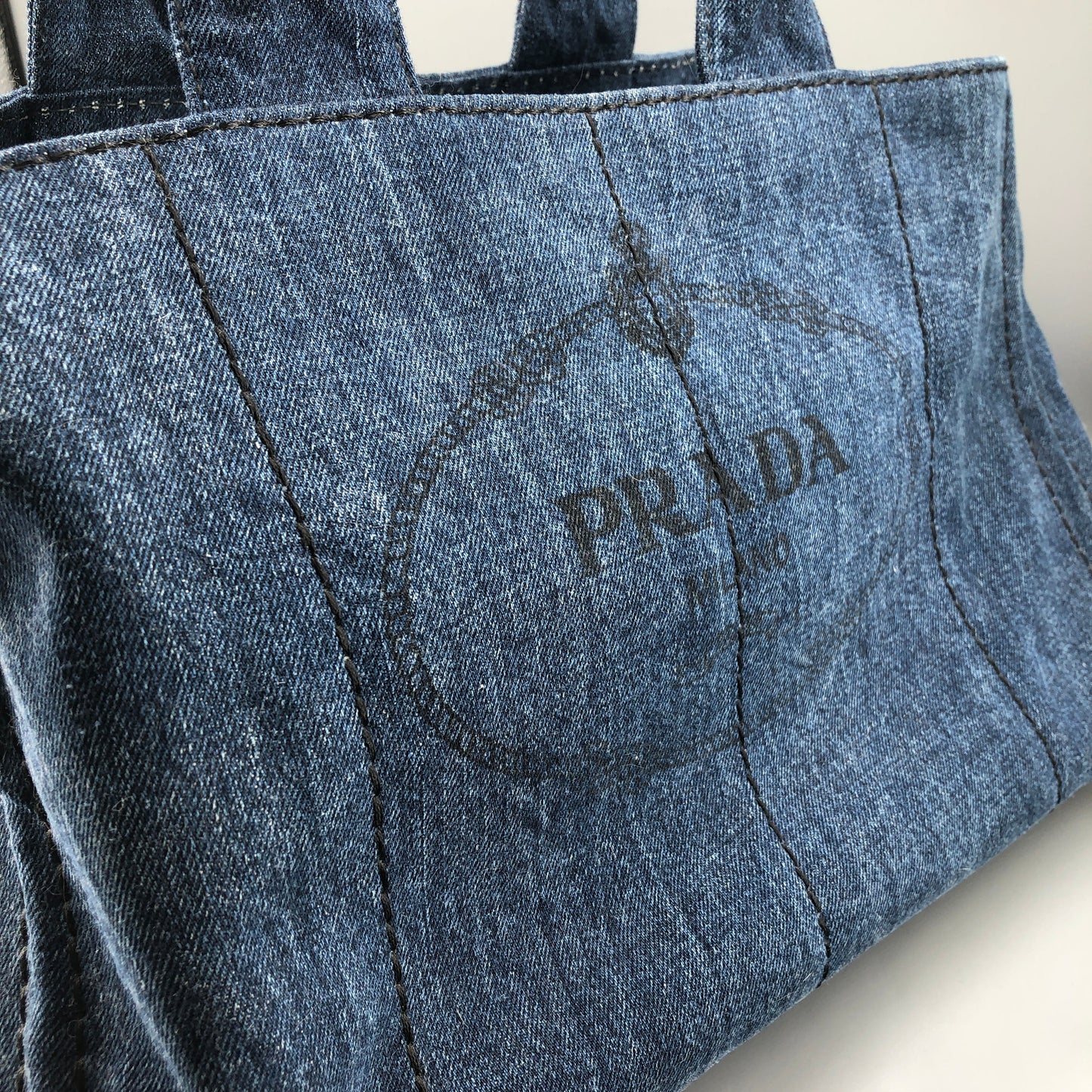Prada Dark Blue Denim Large Tote Bag Size