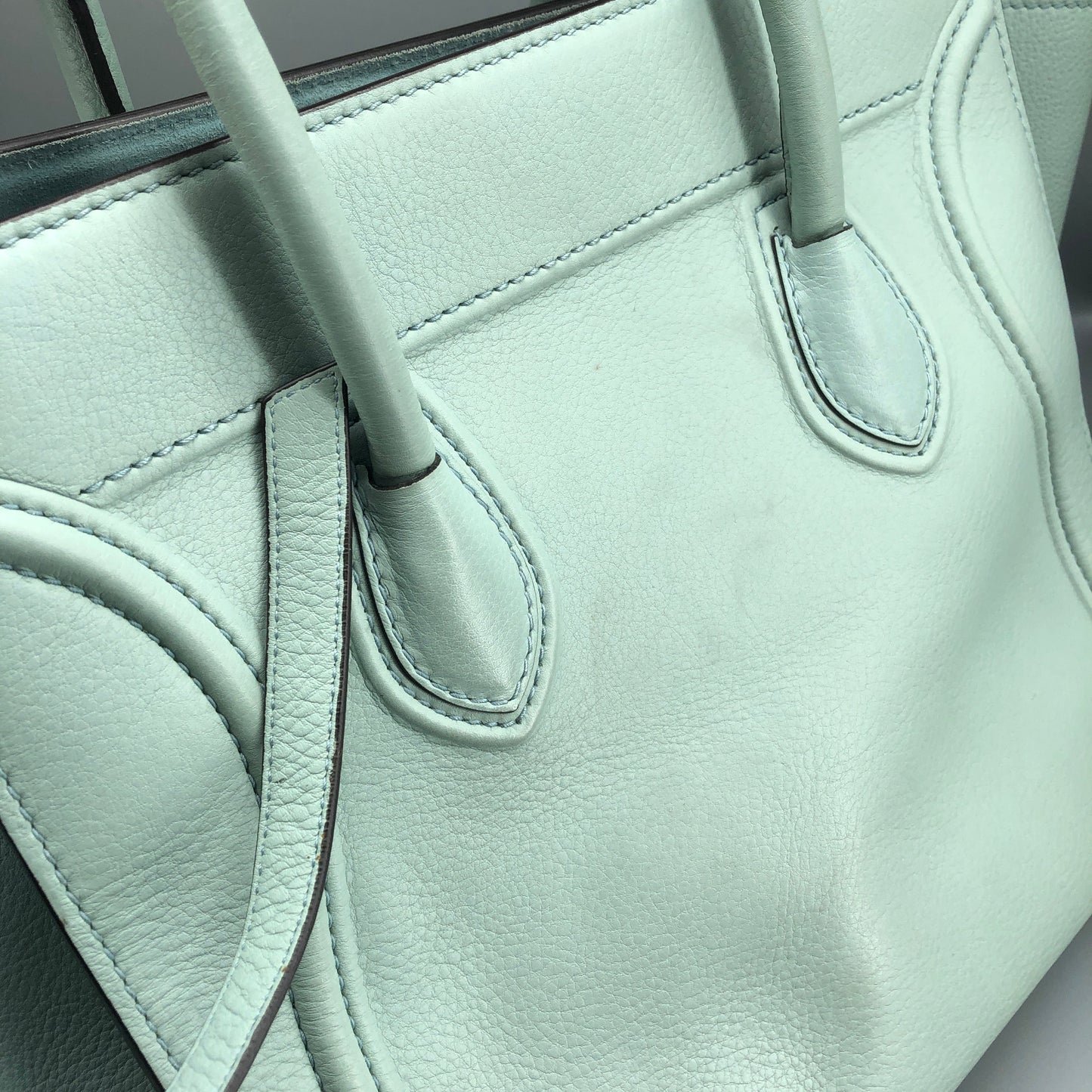 Celine Tiffany Blue Smooth Leather Luggage Handbag