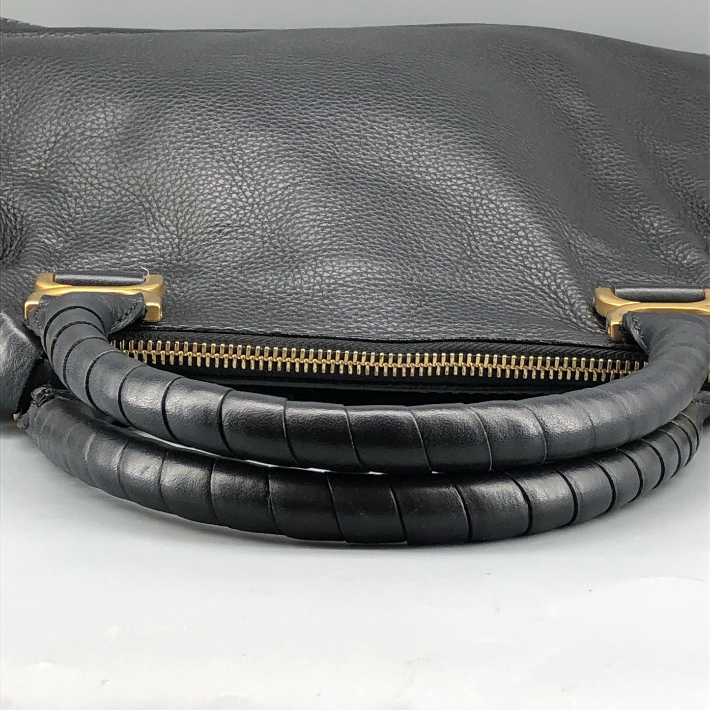 Chloe Black Marcie Large Grain Leather Tote Bag