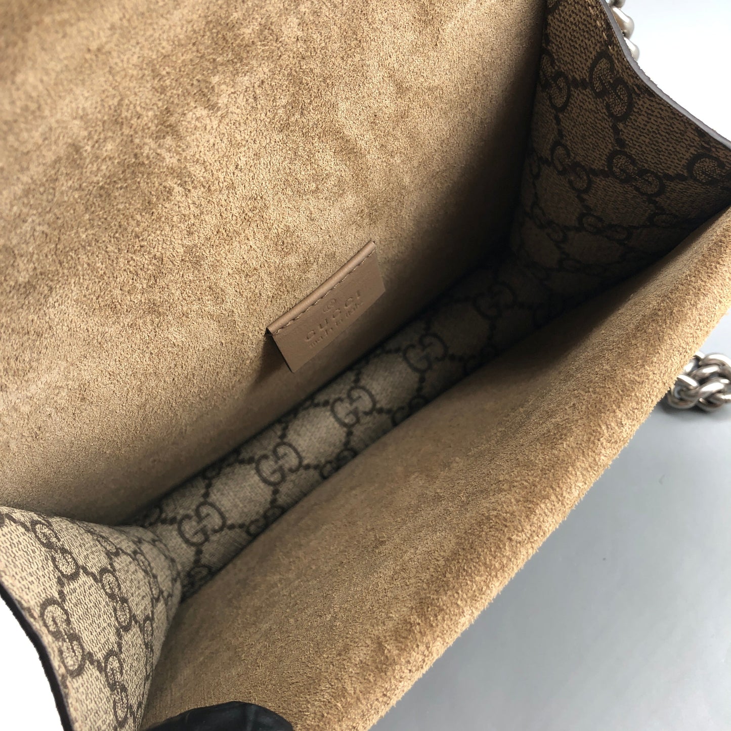 Gucci Dionysus GG Supreme Canvas Small Shoulder Bag Beige