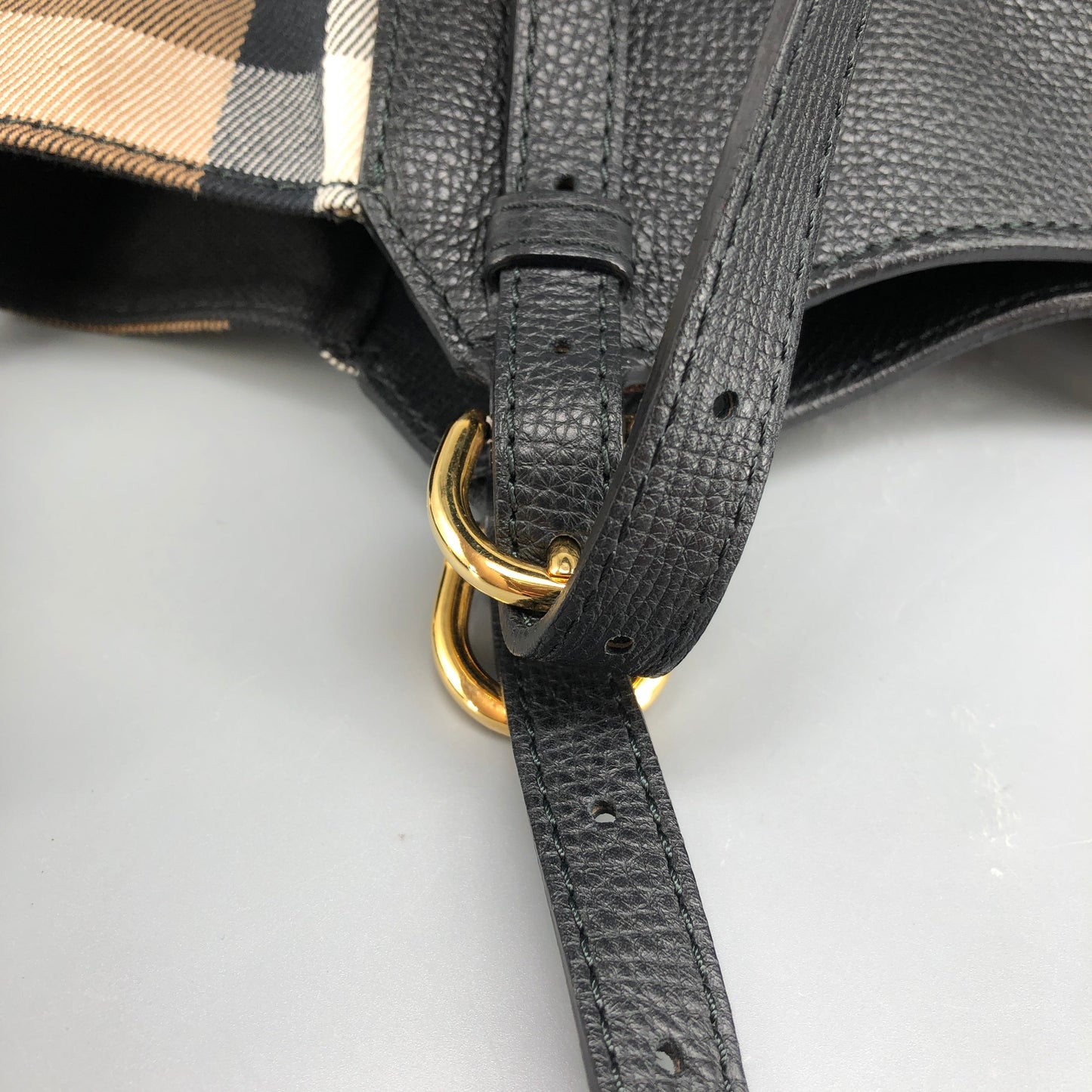 Burberry Check and Leather Tote Bag Beige