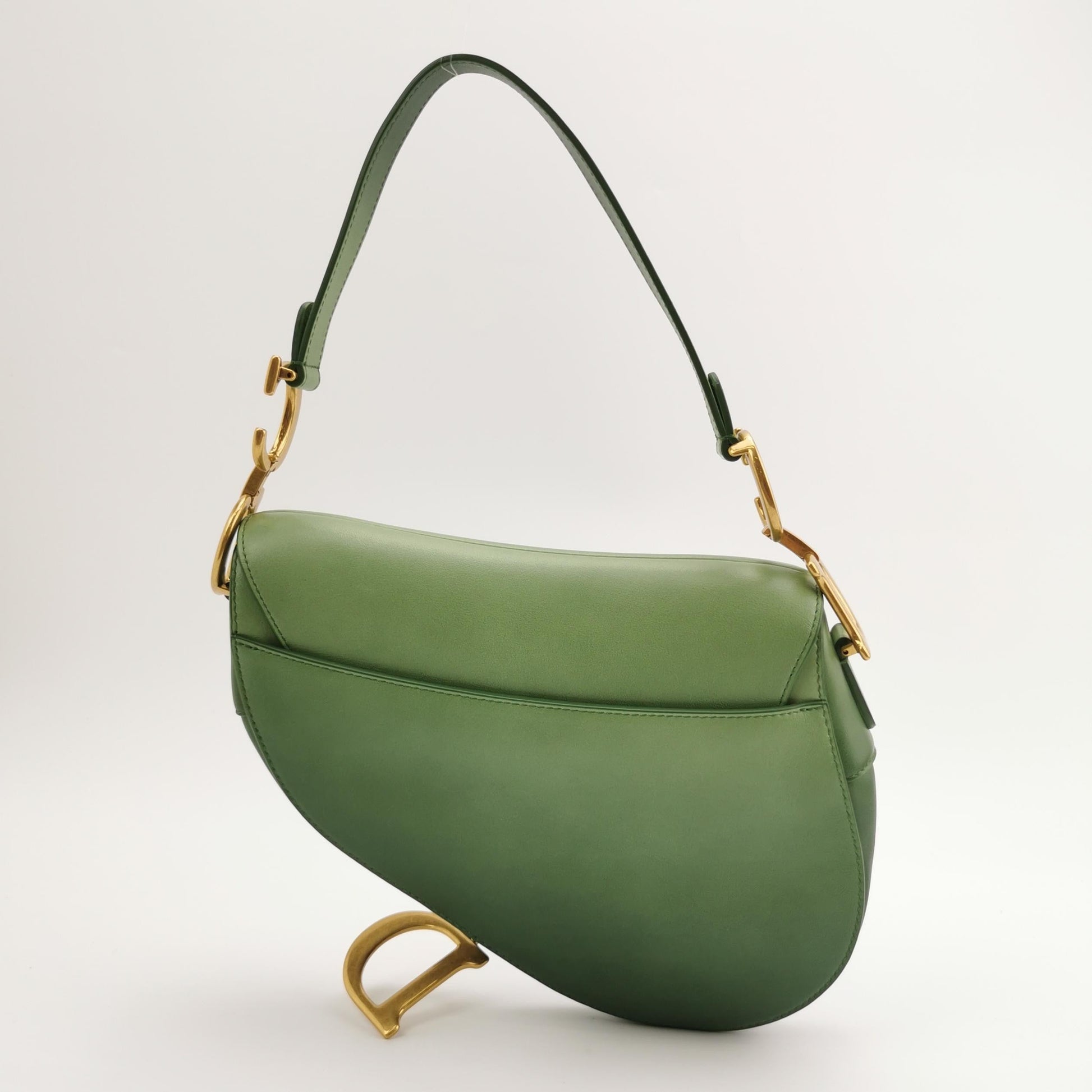 Dior Saddle Medium Green Leather Gold Hardware Shoulder Bag