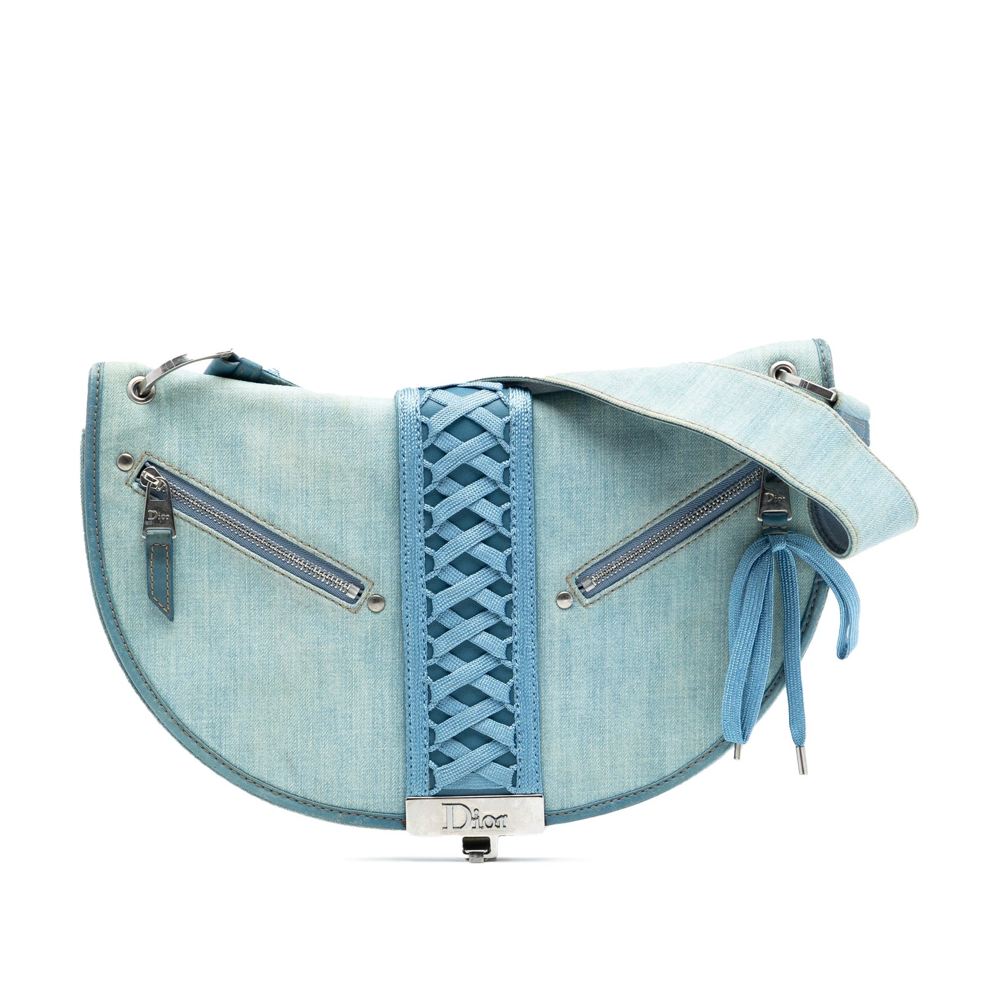 Blue Dior Denim Admit It Flap Hobo Bag