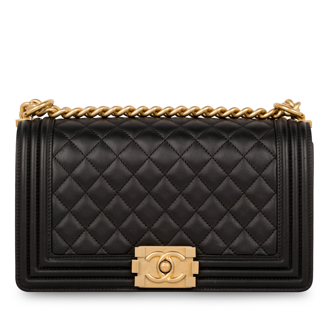 Chanel Boy Bag Lambskin Black Shoulder Bag Style 39