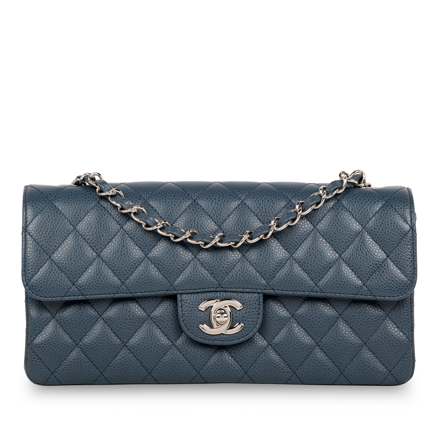 Chanel Classic Flap Caviar Silver Shoulder Bag Style 19