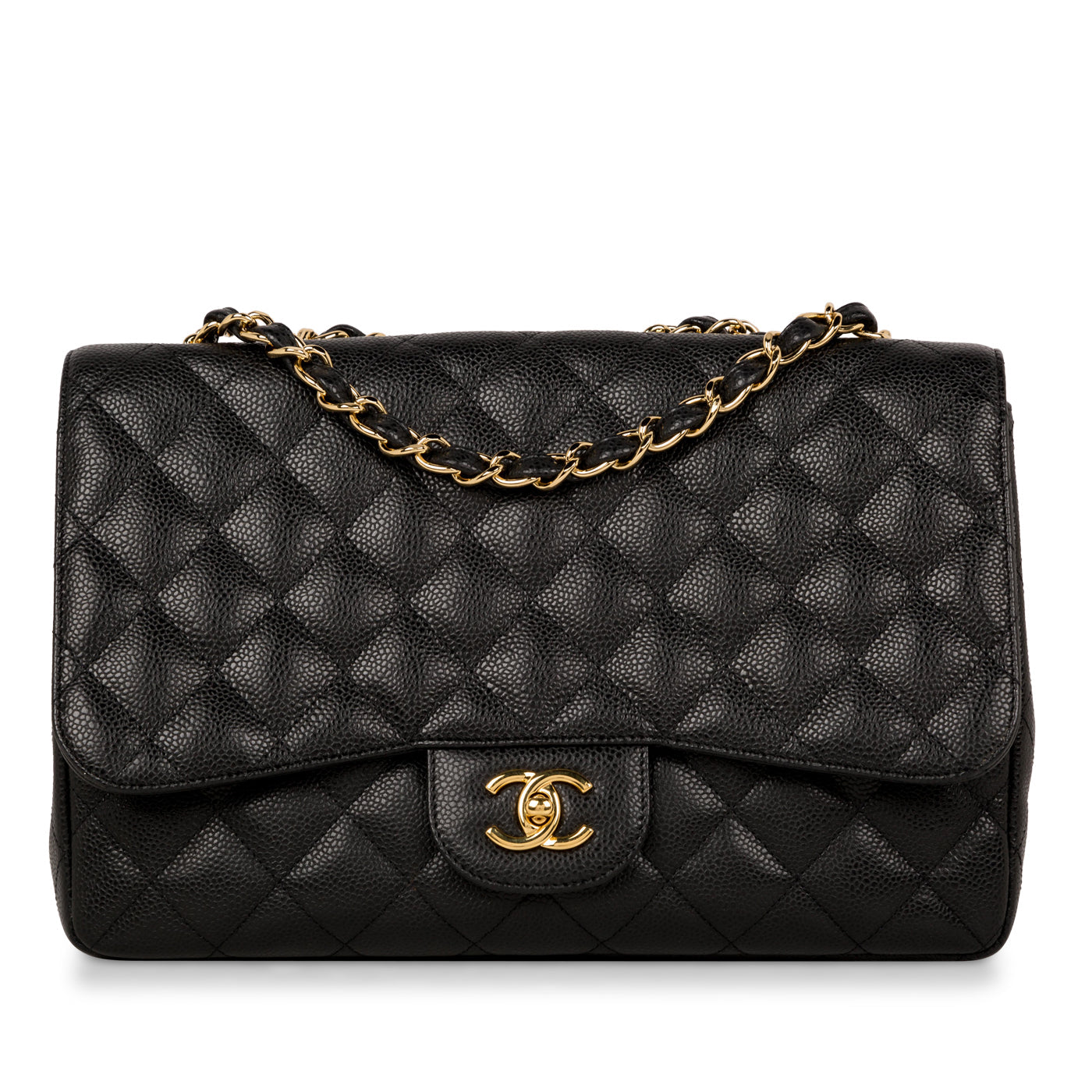 Chanel Classic Flap Caviar Black Shoulder Bag Style 46
