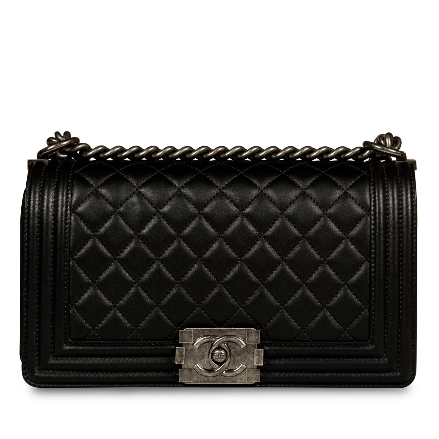 Chanel Boy Bag Lambskin Black Shoulder Bag Style 41