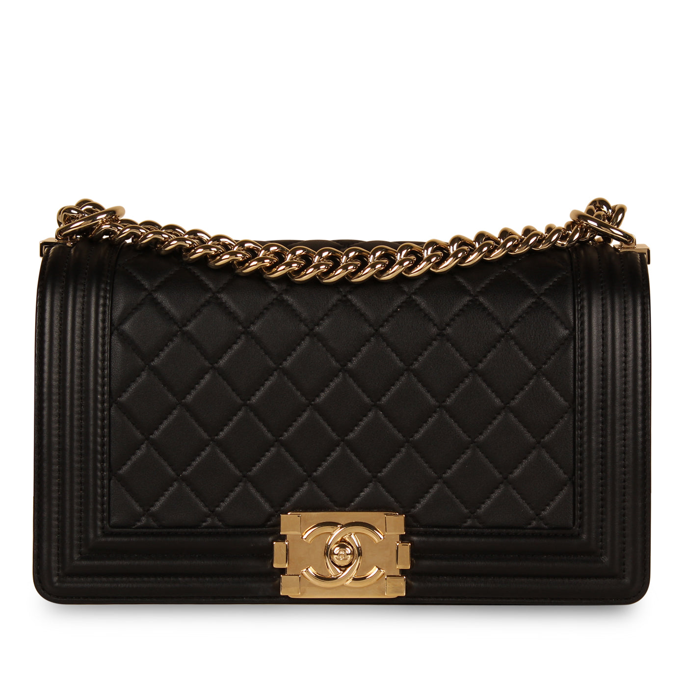Chanel Boy Bag Lambskin Black Shoulder Bag Style 38