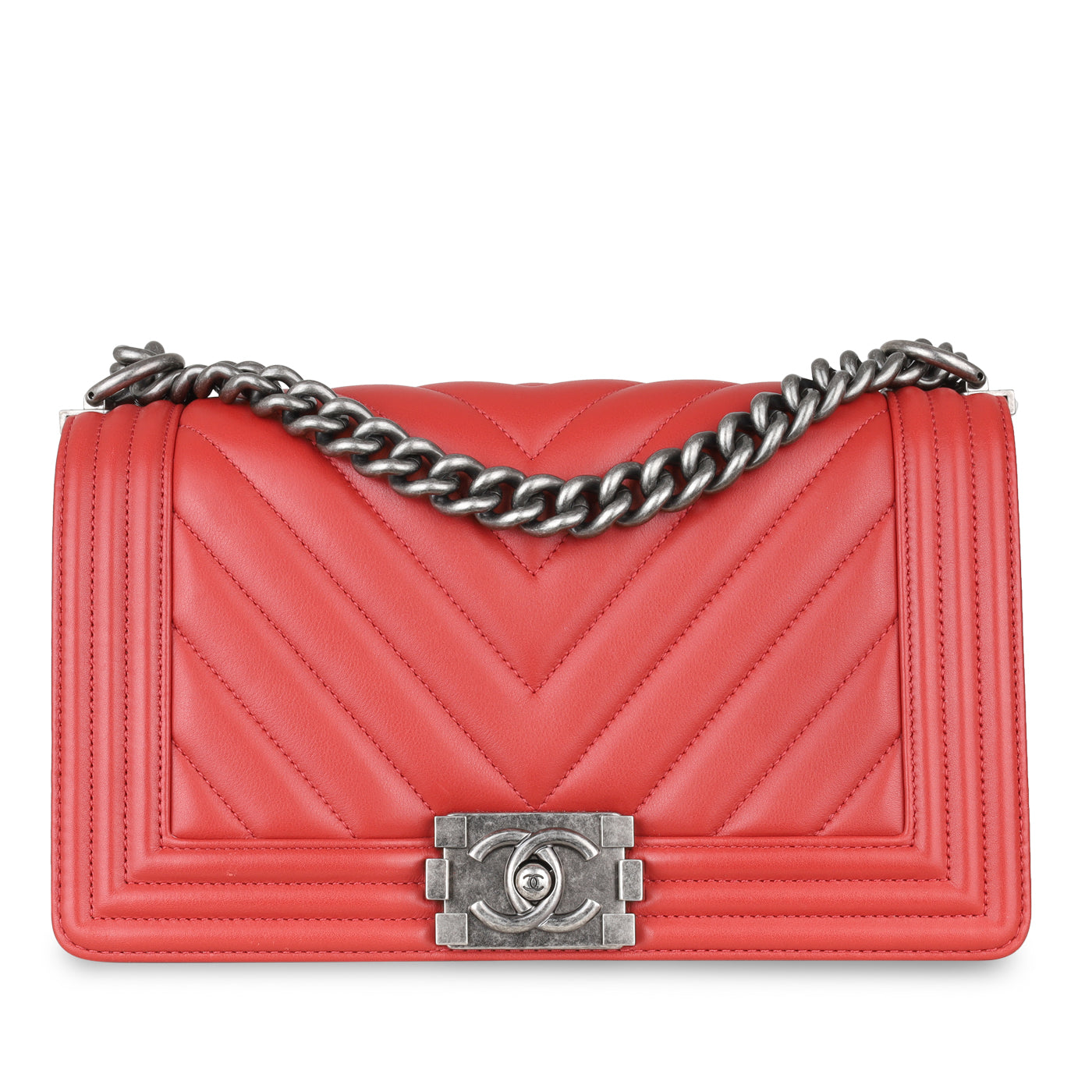 Chanel Boy Bag Lambskin Red Shoulder Bag
