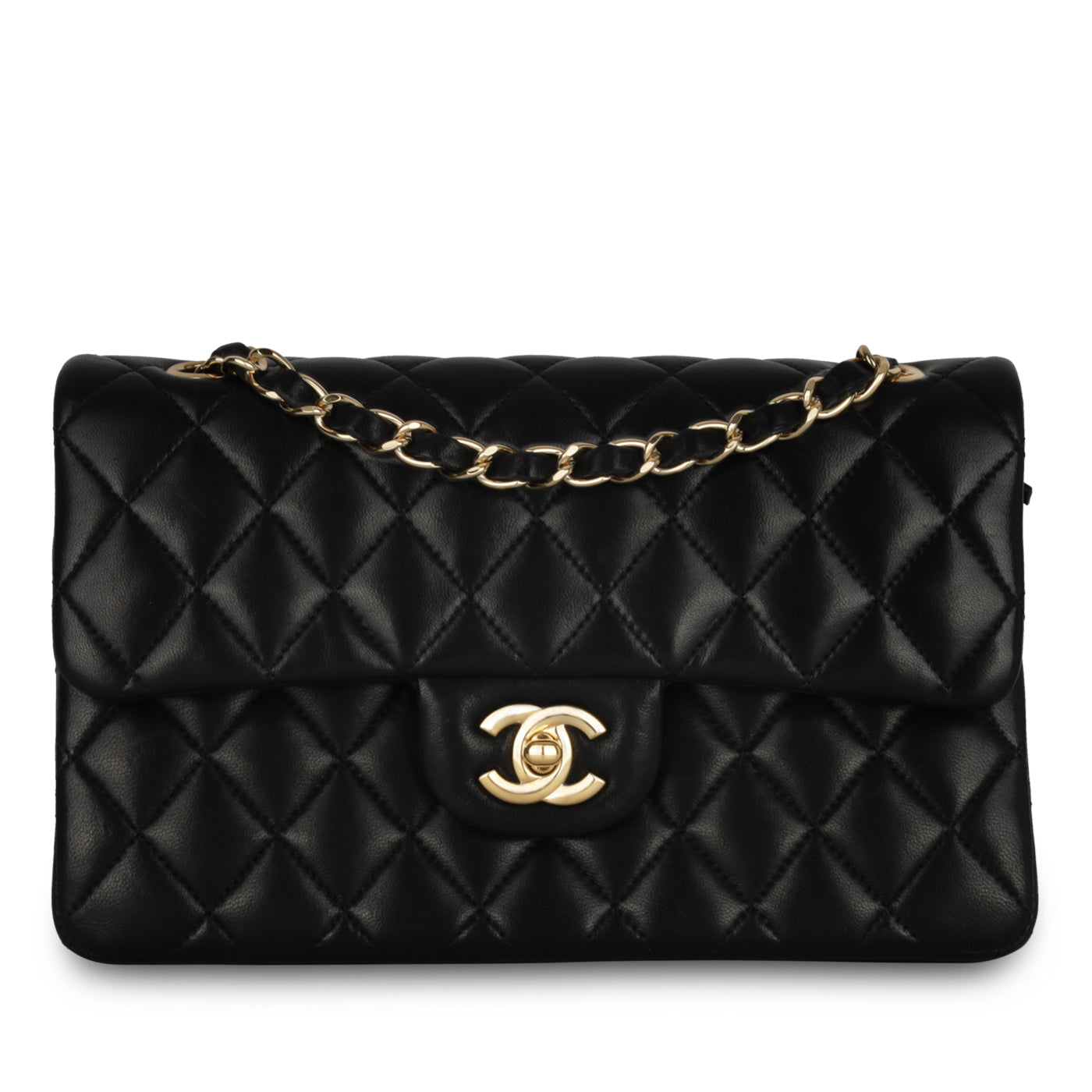 Chanel Classic Flap Lambskin Black Shoulder Bag Style 258