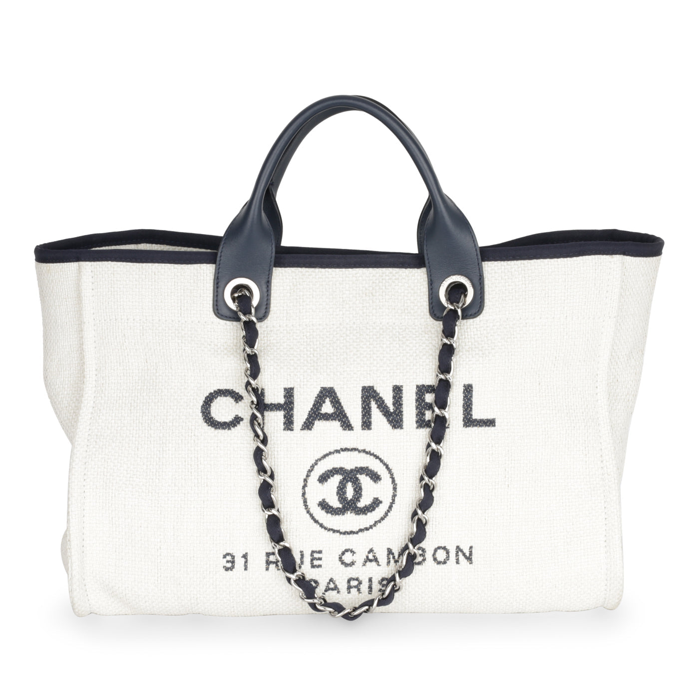 Chanel Cambon Leather Silver Tote Bag
