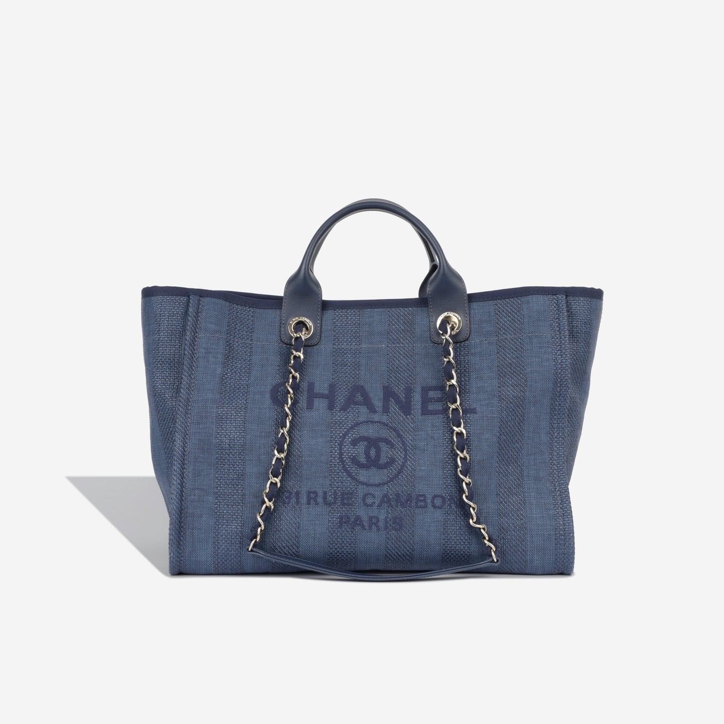 Chanel Deauville Tweed Gold Tote Bag Tweed