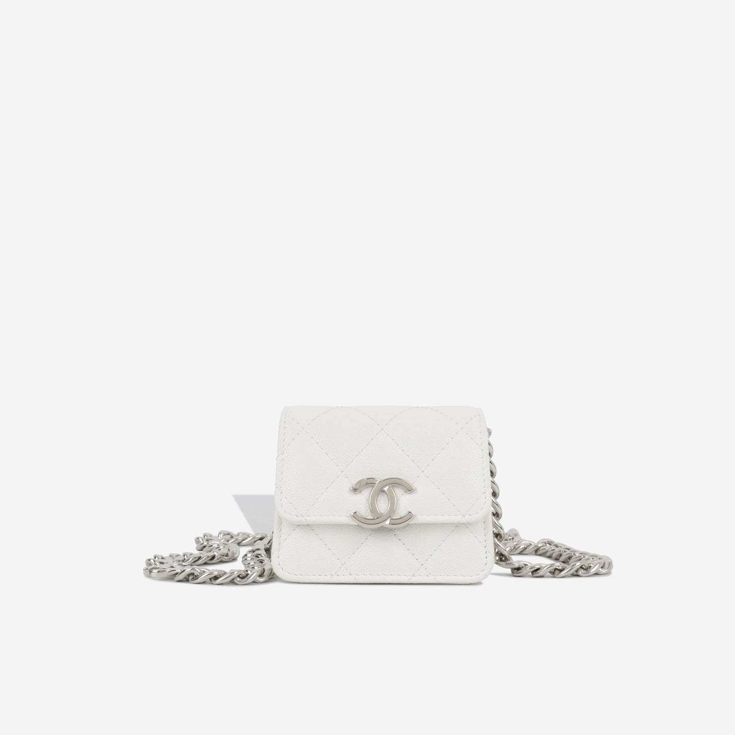 Chanel Vanity Caviar Silver Clutch Caviar