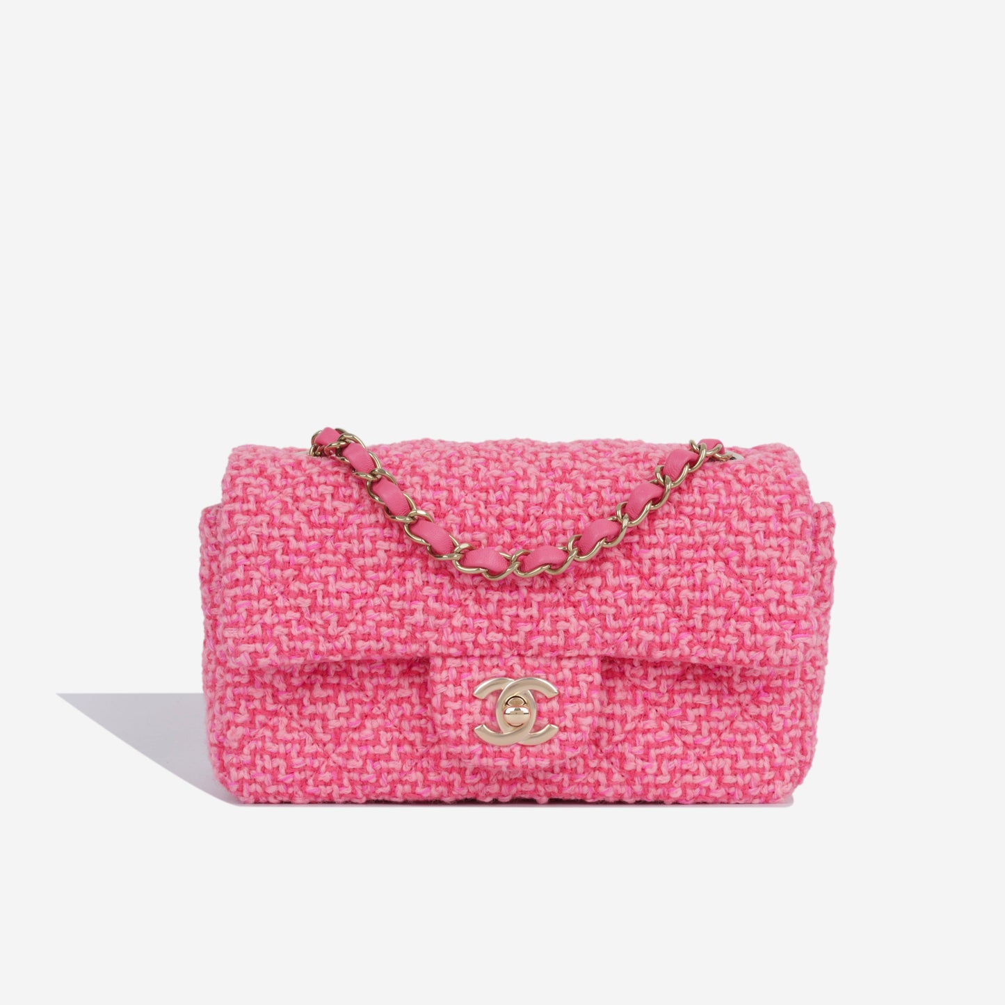 Chanel Classic Flap Tweed Gold Shoulder Bag