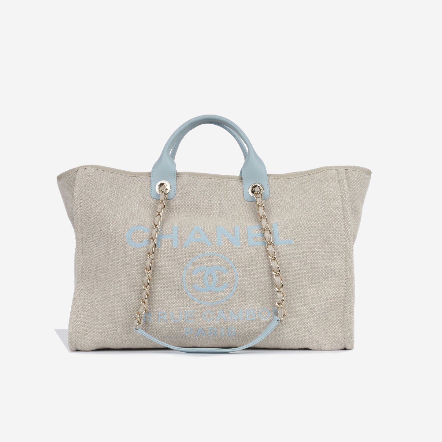 Chanel Deauville Canvas Gold Tote Bag