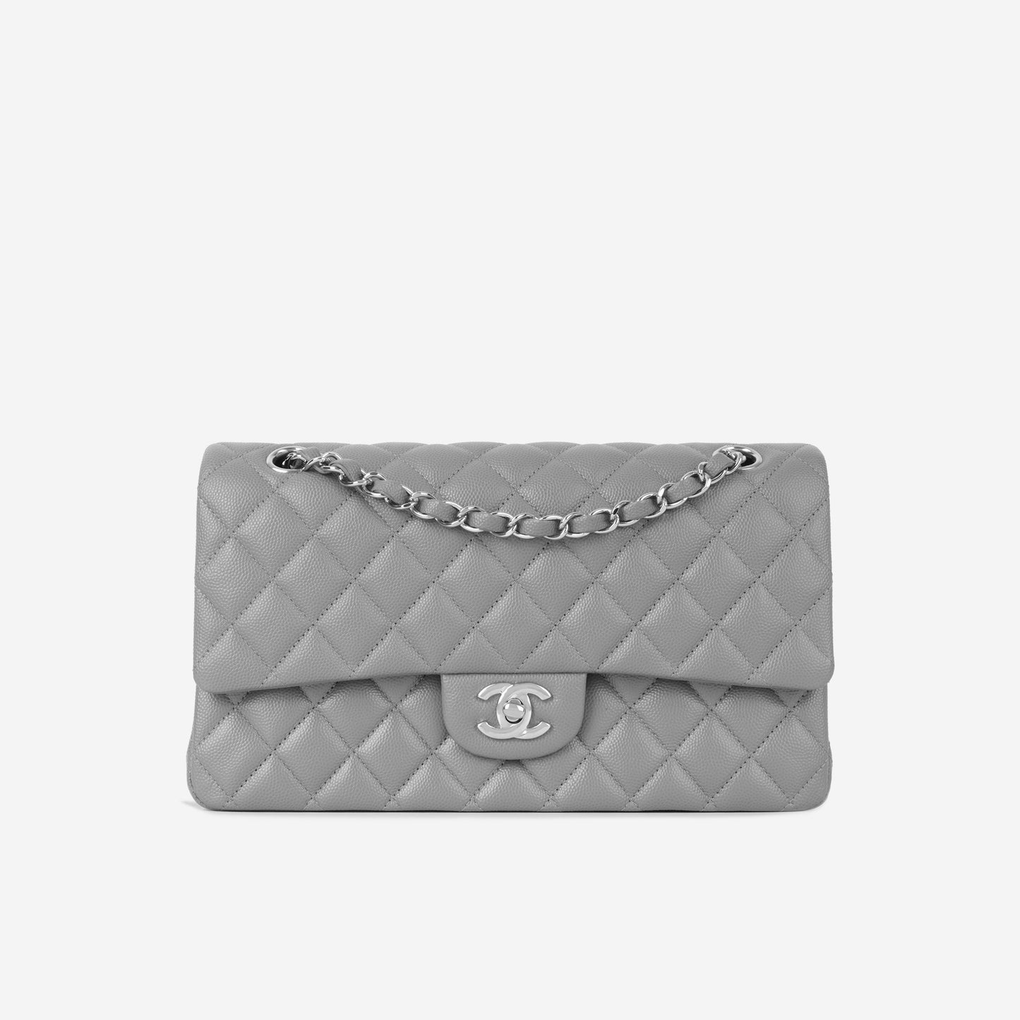 Chanel Classic Flap Caviar Silver Shoulder Bag Style 12