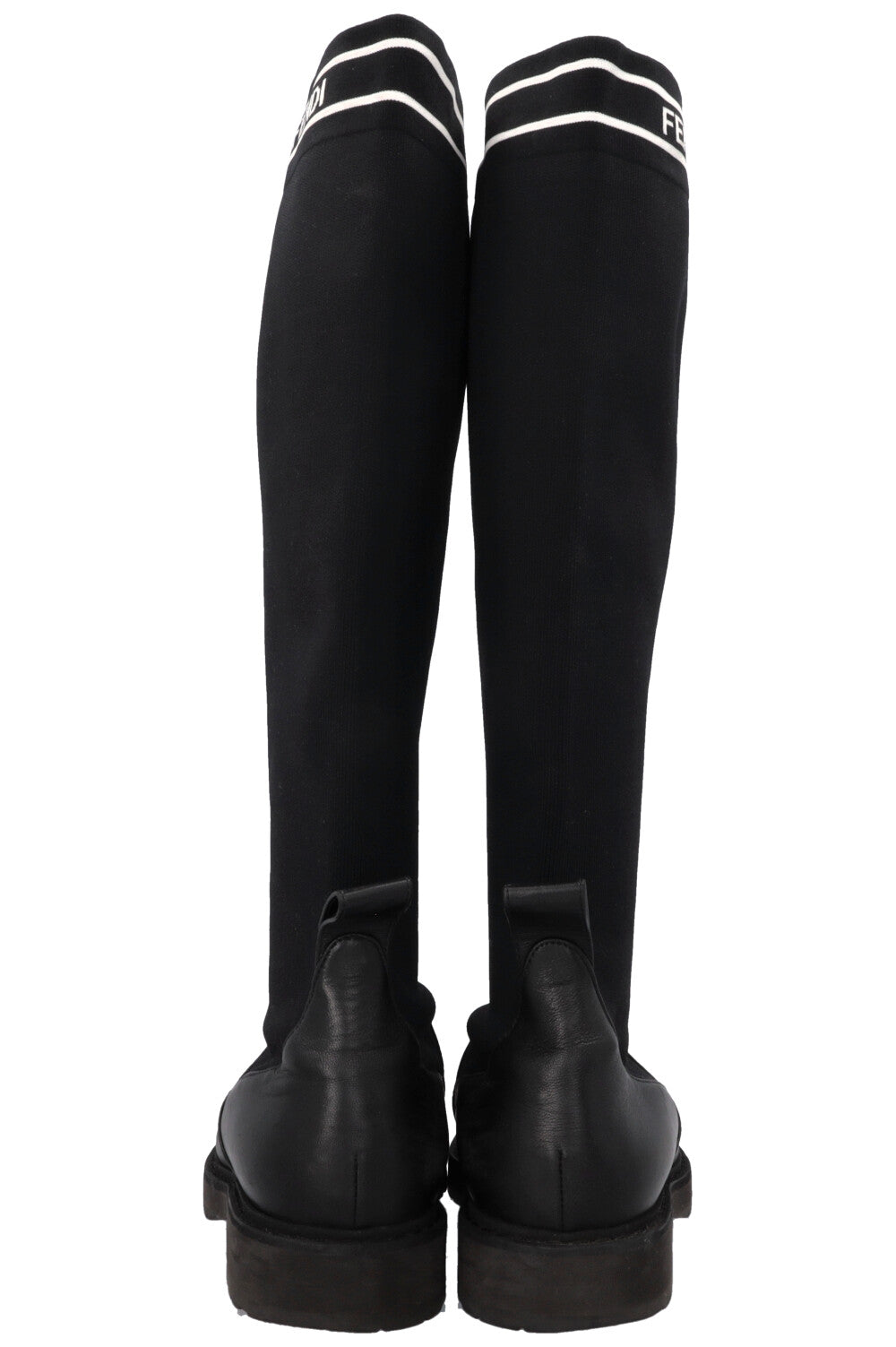 FENDI Logo Sock Knee High Boots Black