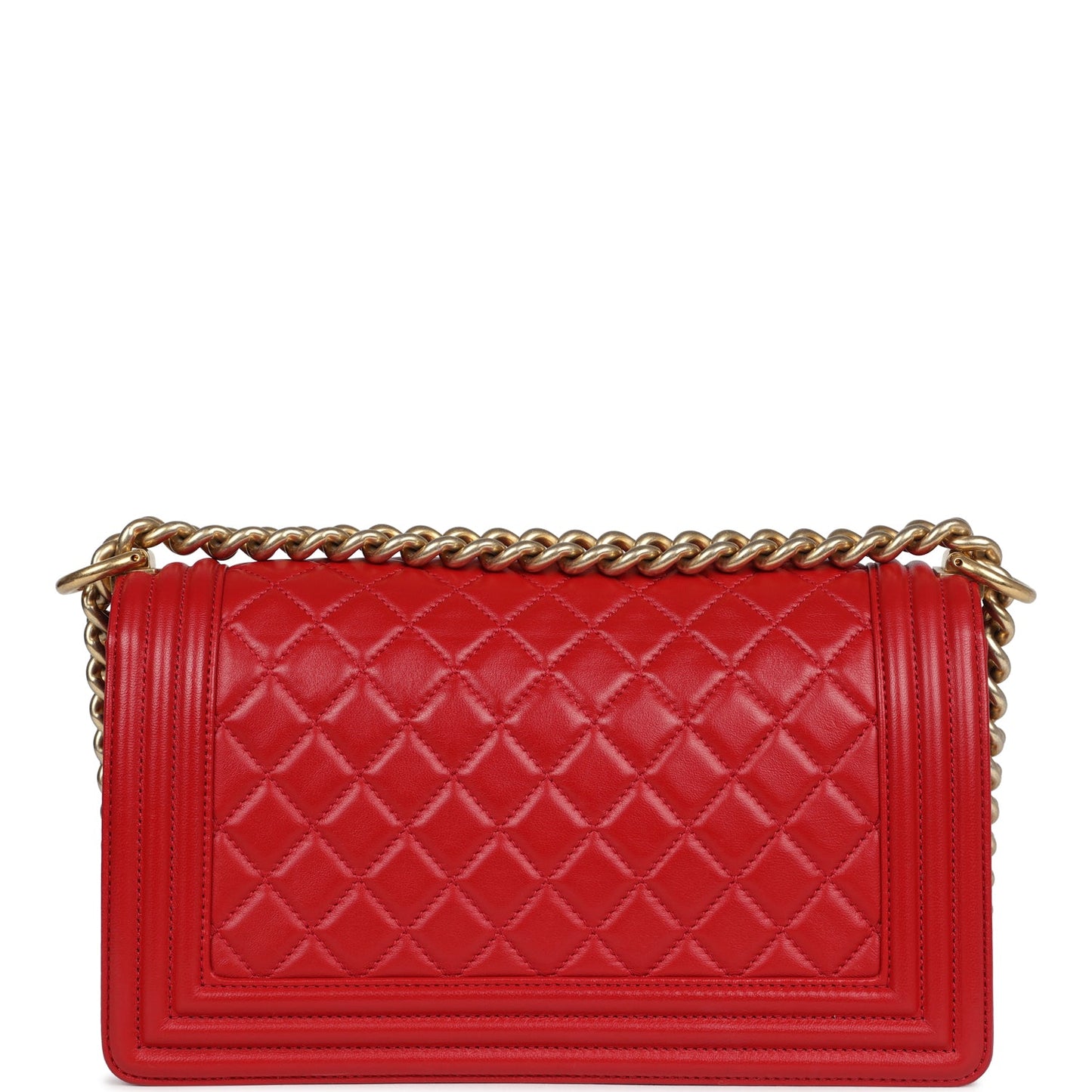 Chanel Medium Boy Bag Red Lambskin Antique Gold Hardware