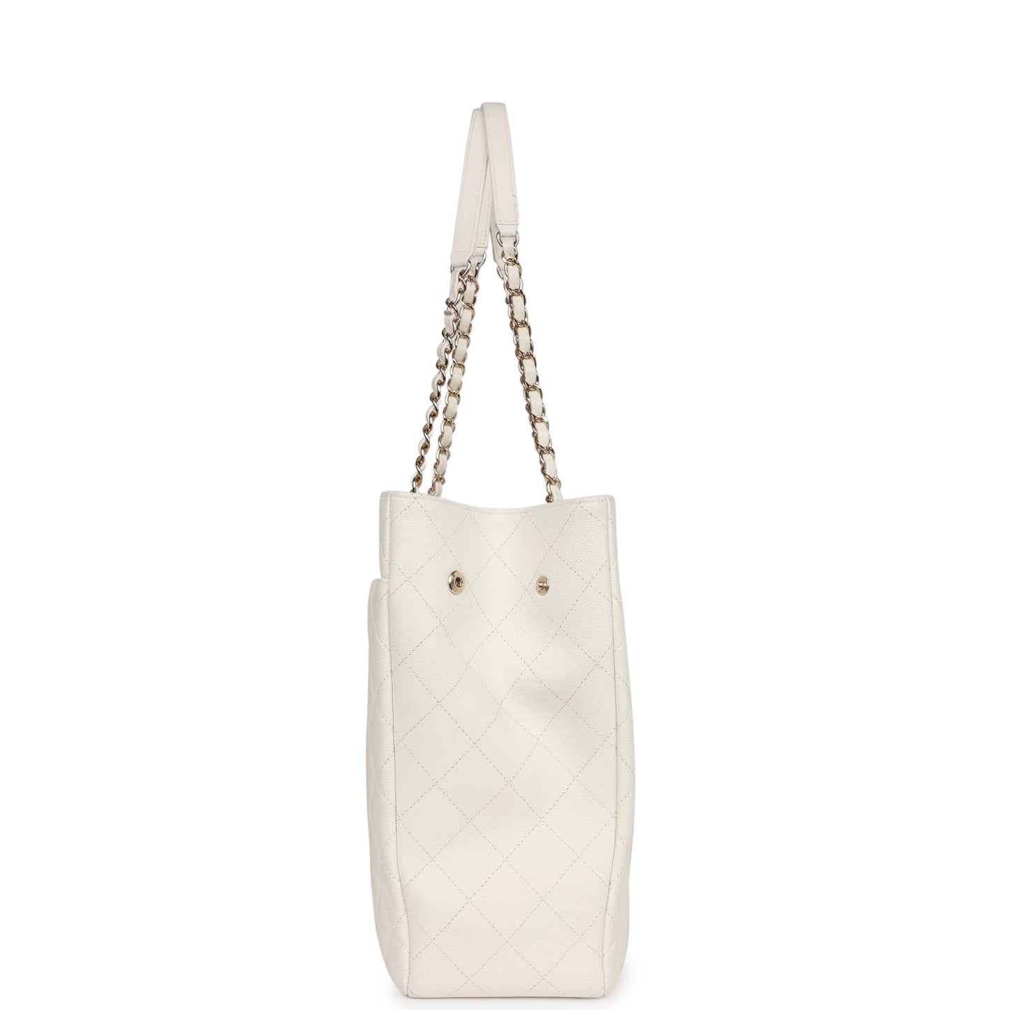 Chanel Large Classic Timeless Tote White Caviar Light Gold Hardware