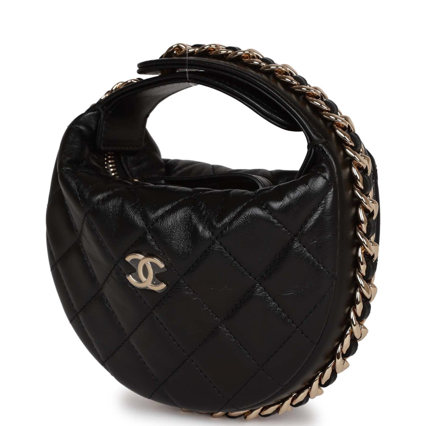 Chanel Chain Around Mini Pouch Black Lambskin Light Gold Hardware