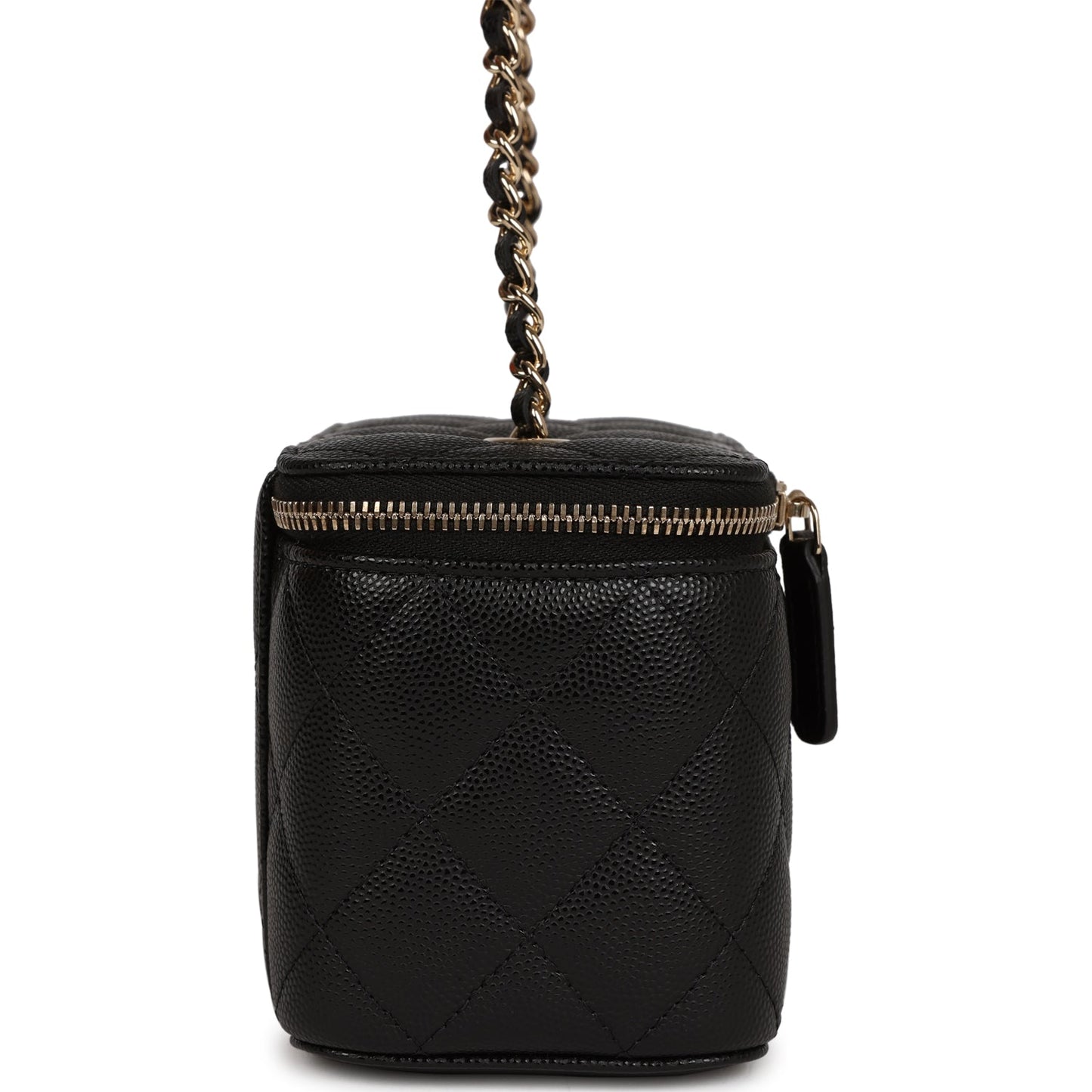 Chanel Small Classic Vanity Case Black Caviar Light Gold Hardware