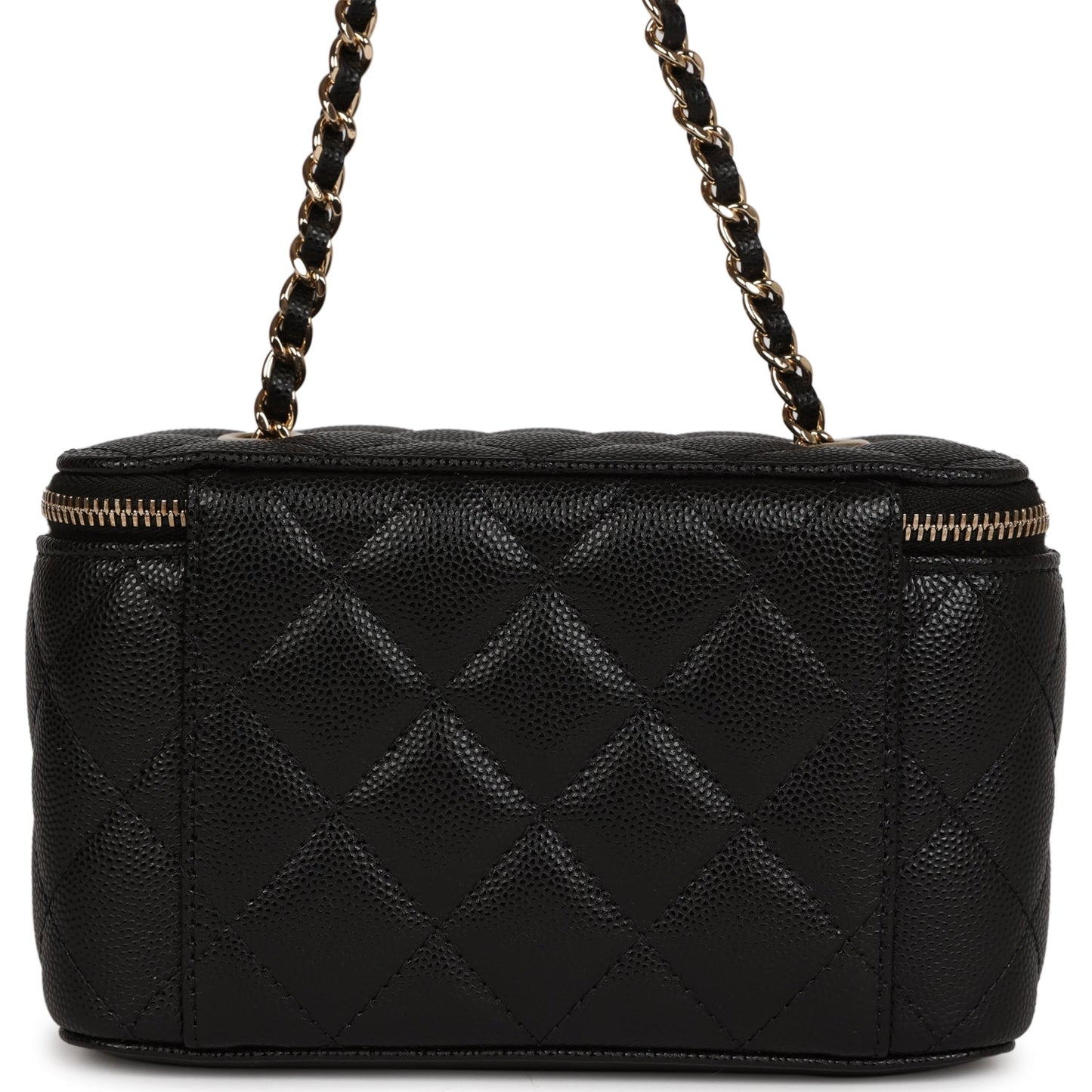 Chanel Small Classic Vanity Case Black Caviar Light Gold Hardware