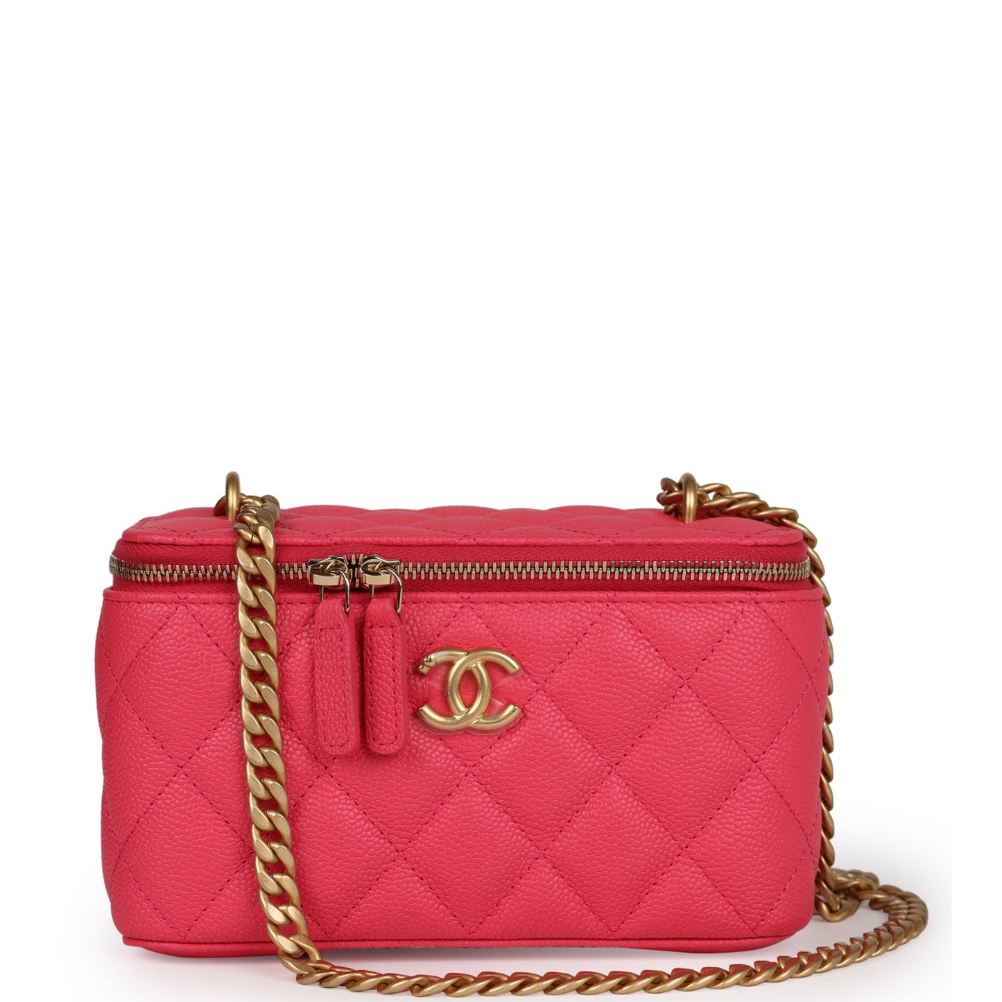 Chanel Small Vanity Case Pink Caviar Brushed Gold Hardware