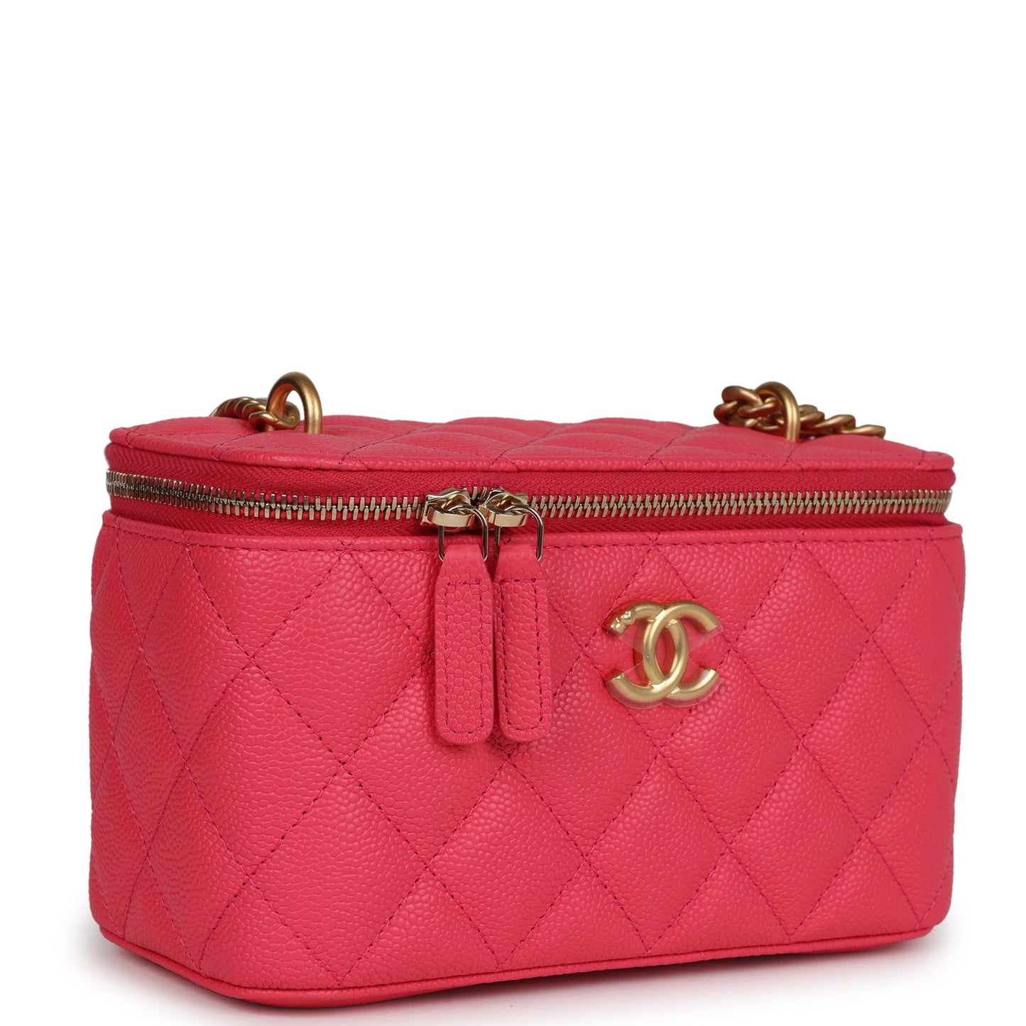 Chanel Small Vanity Case Pink Caviar Brushed Gold Hardware