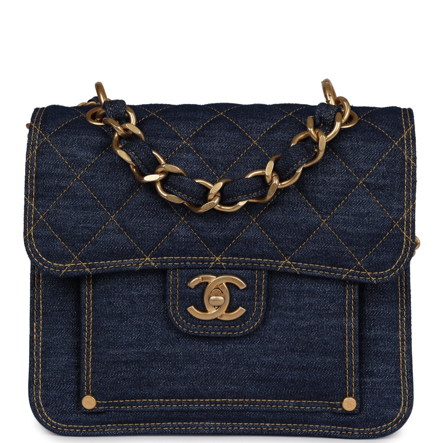 Chanel Square Flap Blue Shoulder Bag - Rovelle Bags