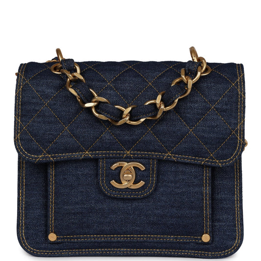 Chanel Square Flap Blue Shoulder Bag - Rovelle Bags