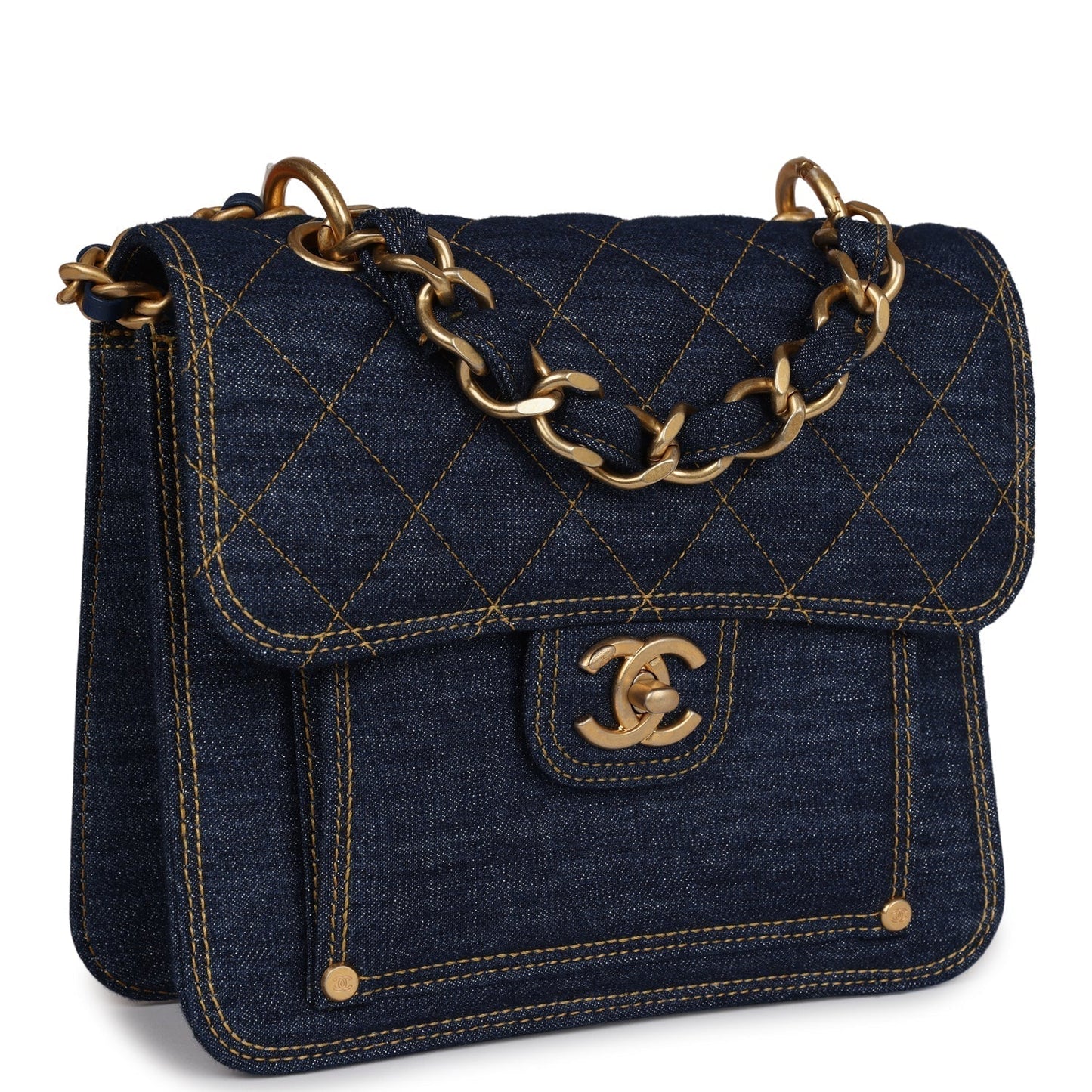 Chanel Square Flap Blue Shoulder Bag - Rovelle Bags