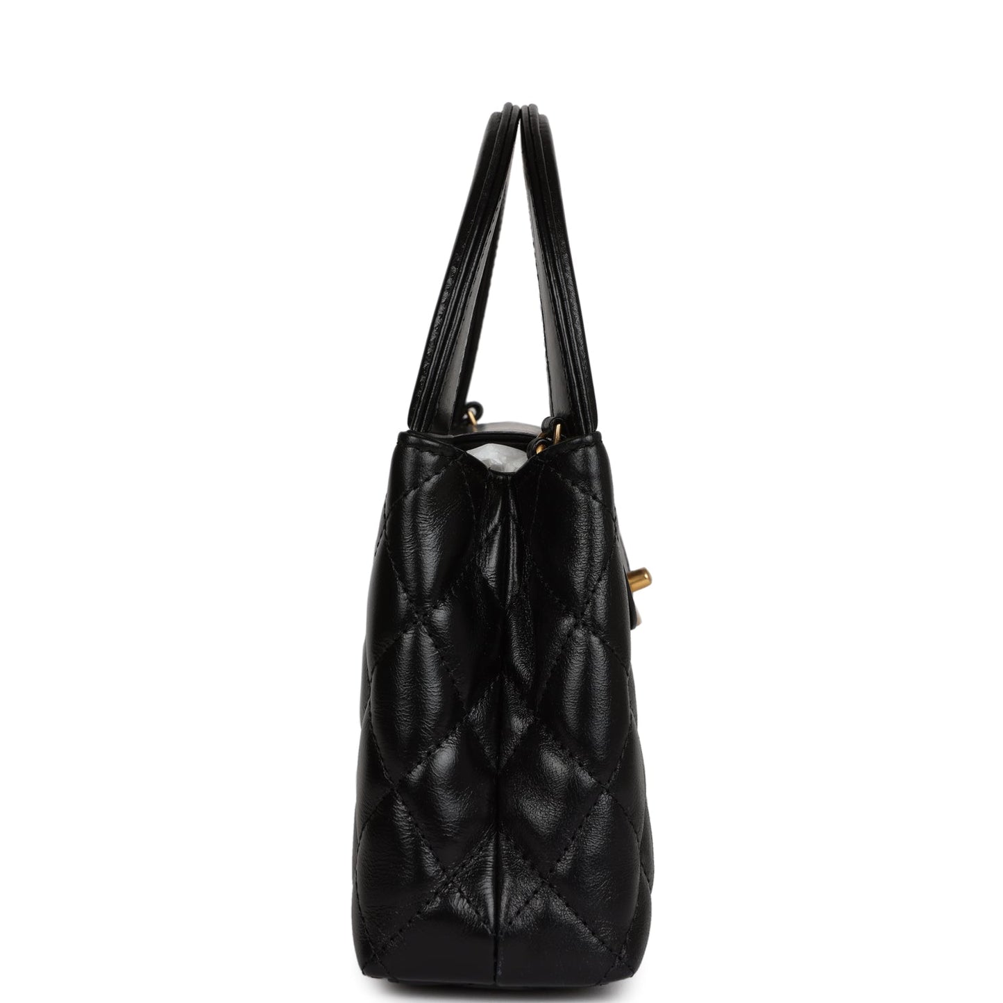 Chanel Small Kelly Shopper Black Shiny Aged Calfskin Brushed Gold Hardware