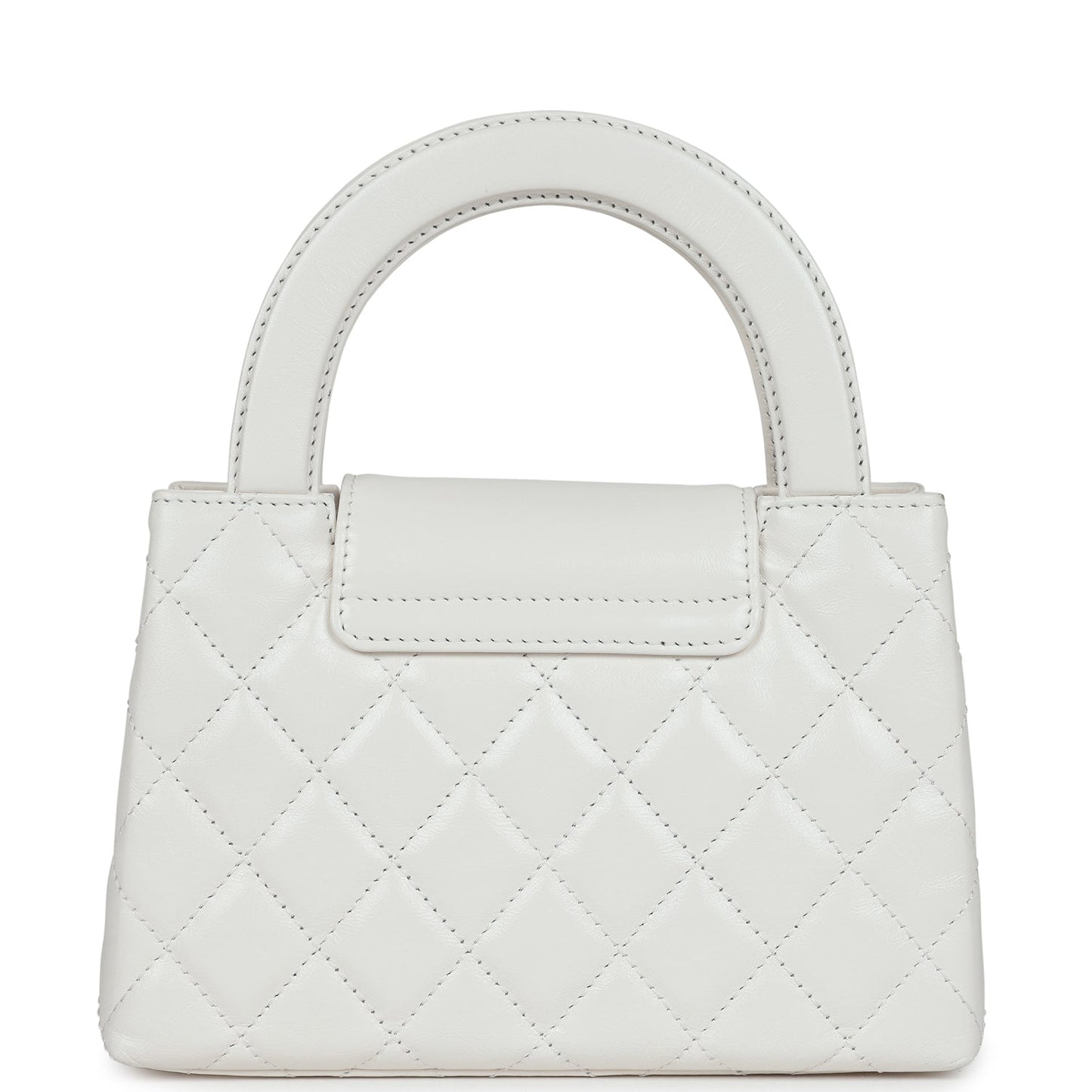 Chanel Small Kelly Shopper White Shiny Aged Calfskin Brushed Gold Hardware