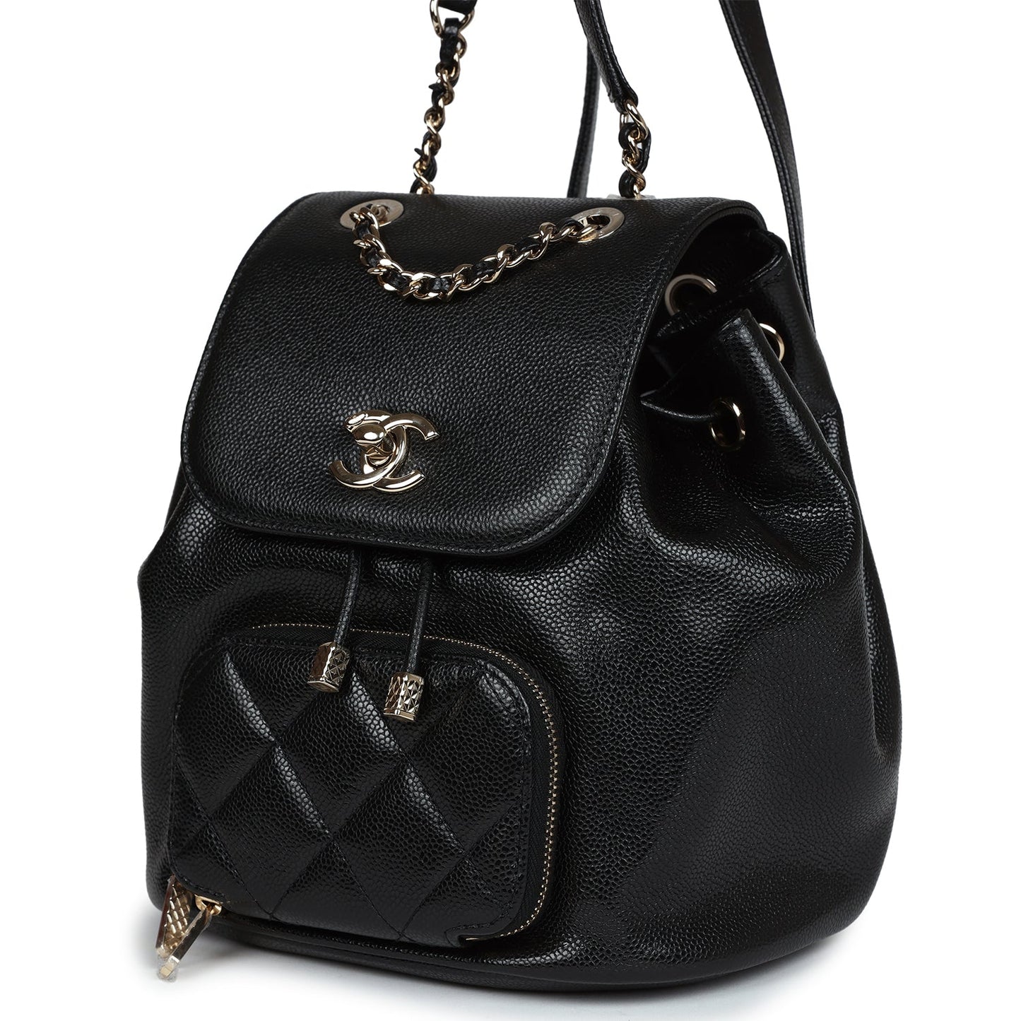 Chanel Small Business Affinity Backpack Black Caviar Light Gold Hardware