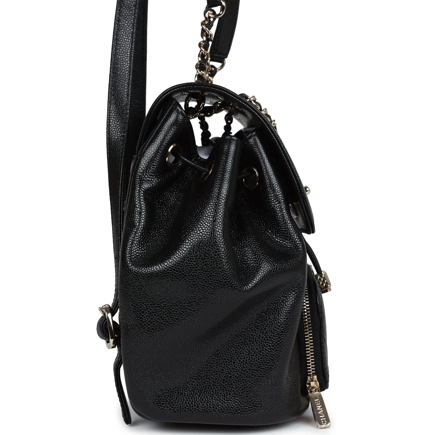 Chanel Small Business Affinity Backpack Black Caviar Light Gold Hardware