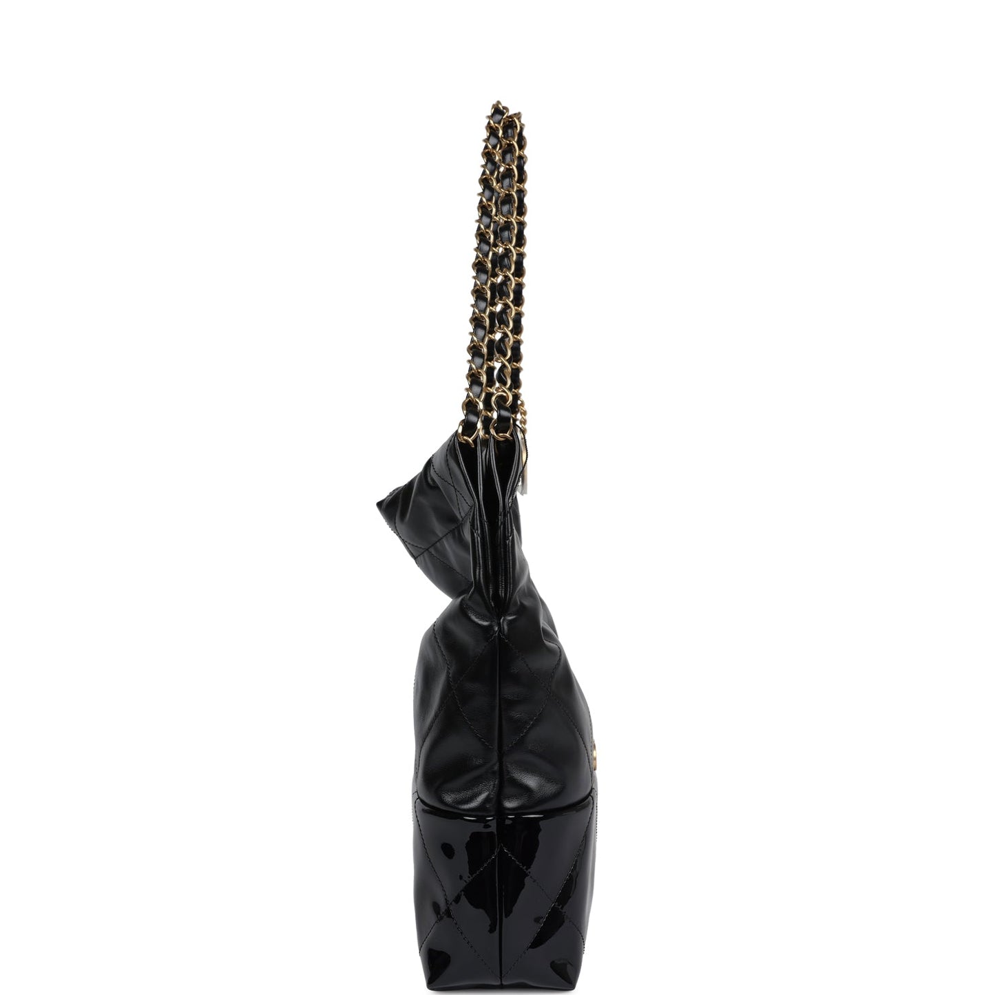 Chanel Small 22 Bag Black Shiny and Patent Calfskin Gold Hardware