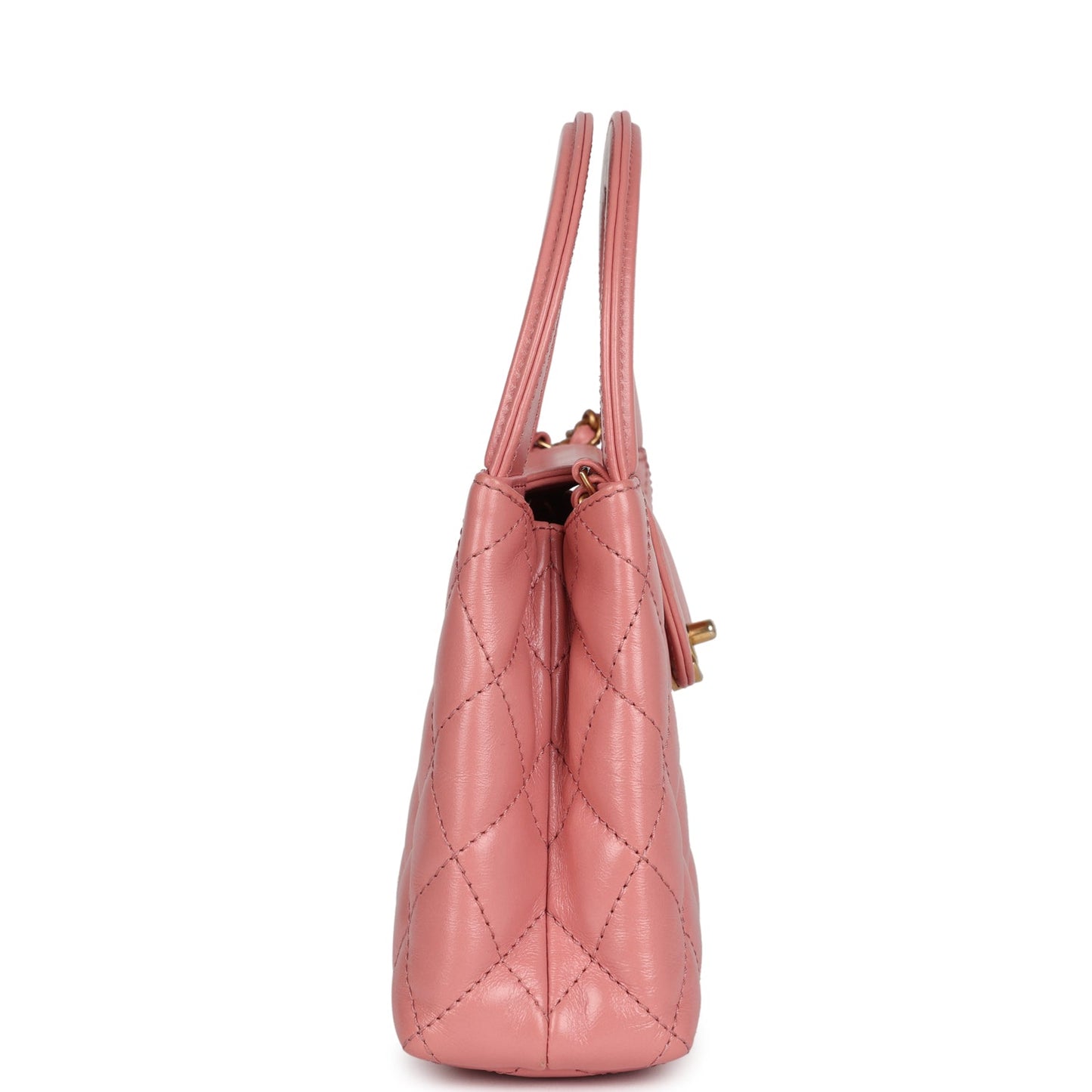 Chanel Small Kelly Shopper Pink Shiny Aged Calfskin Brushed Gold Hardware