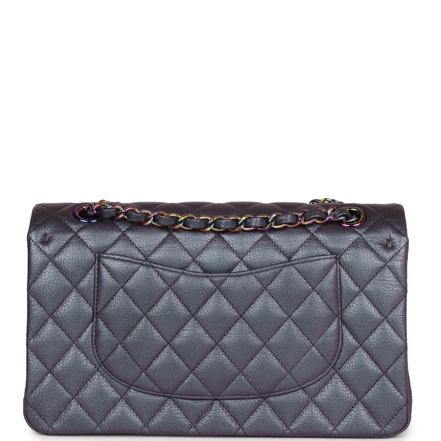 Chanel Medium Classic Double Flap Bag Iridescent Purple Mermaid Goatskin Rainbow Hardware