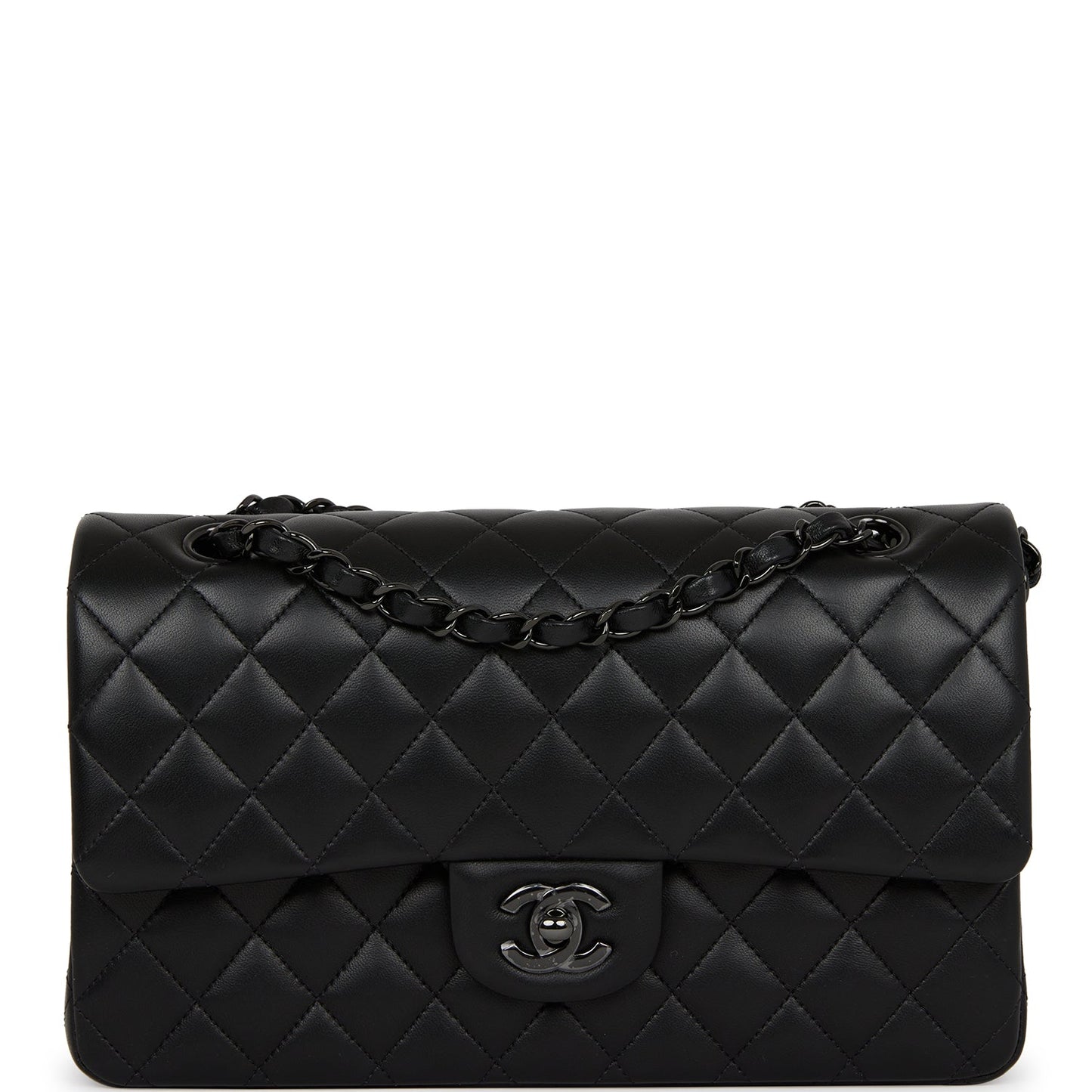 Chanel Medium Classic Double Flap Bag So Black Lambskin Black Hardware