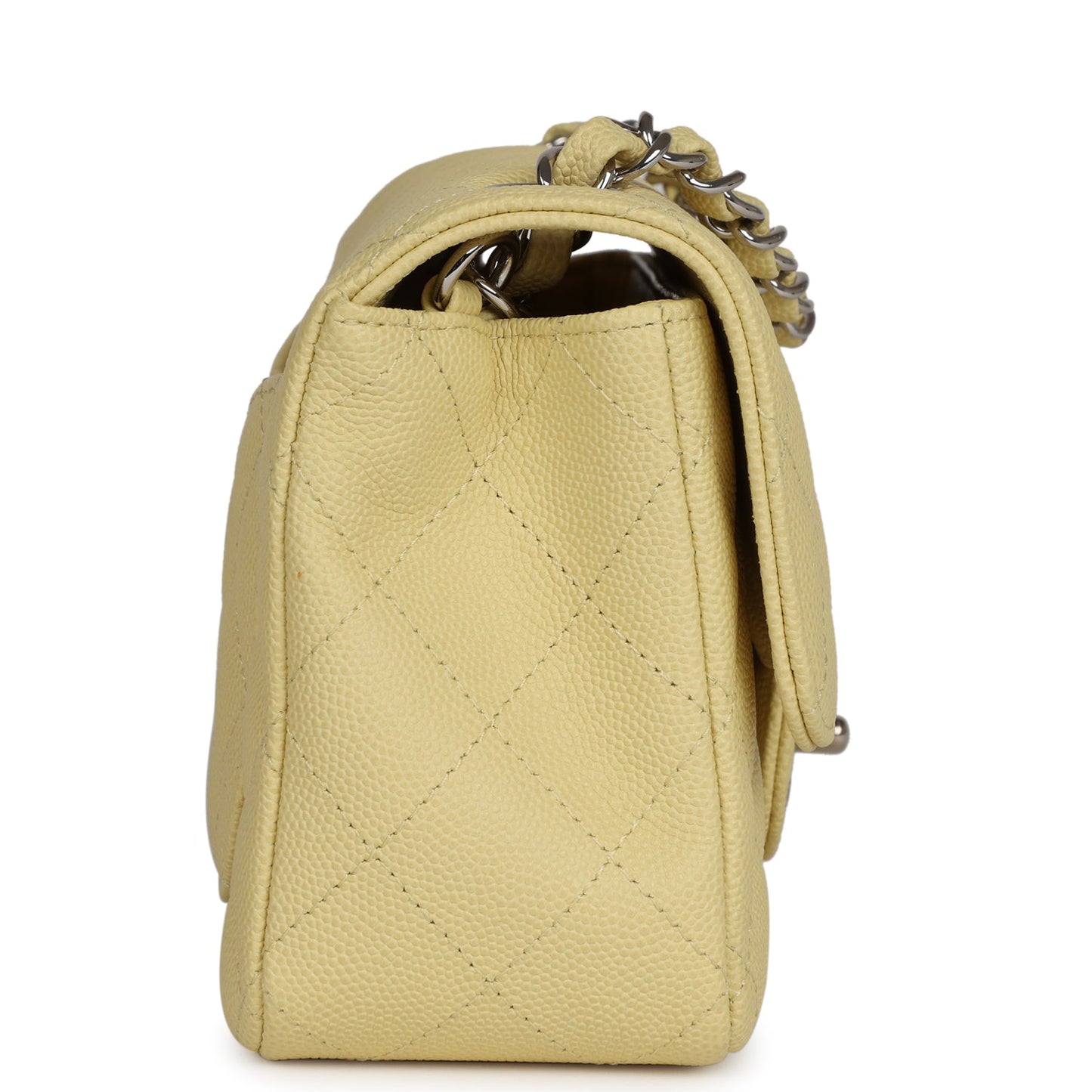 Chanel Mini Rectangular Flap Yellow Caviar Silver Hardware