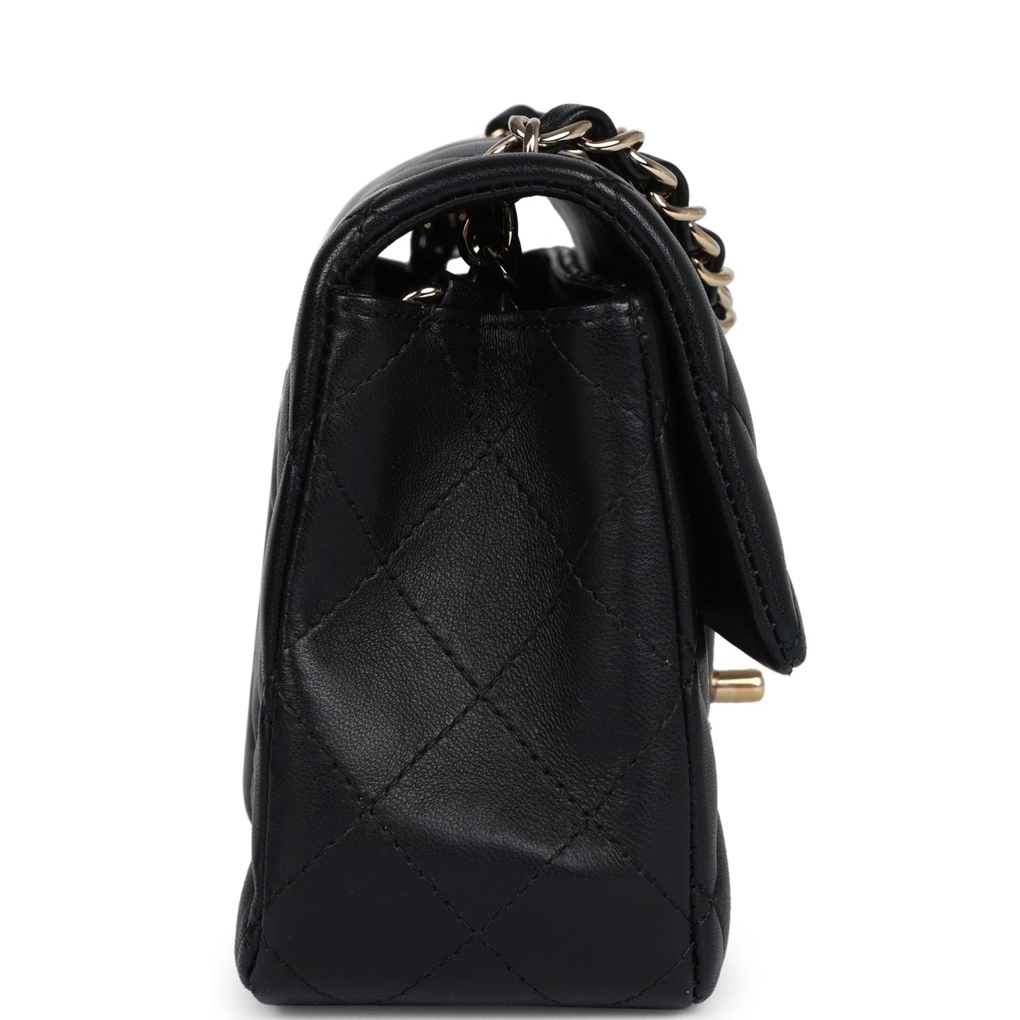 Chanel Mini Classic Rectangular Flap Bag Black Lambskin Light Gold Hardware