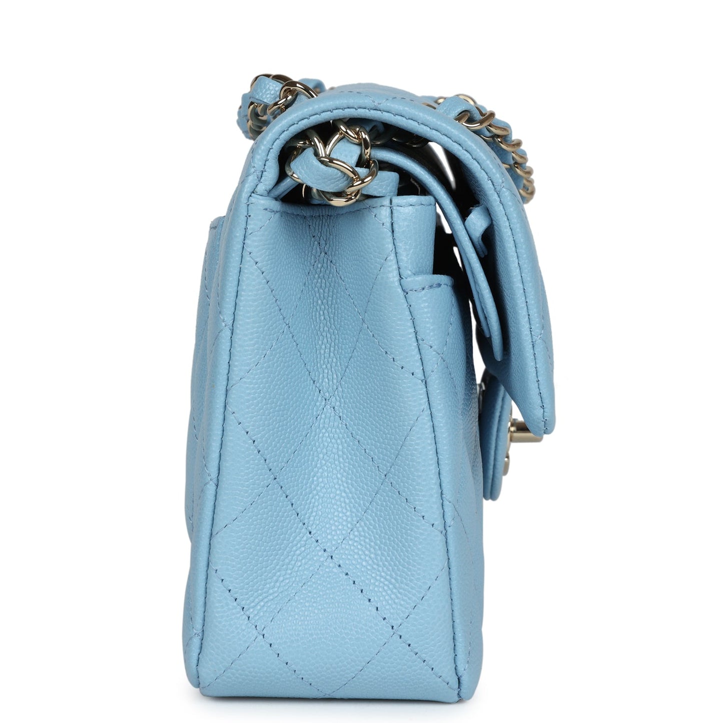Chanel Small Classic Double Flap Bag Light Blue Caviar Light Gold Hardware