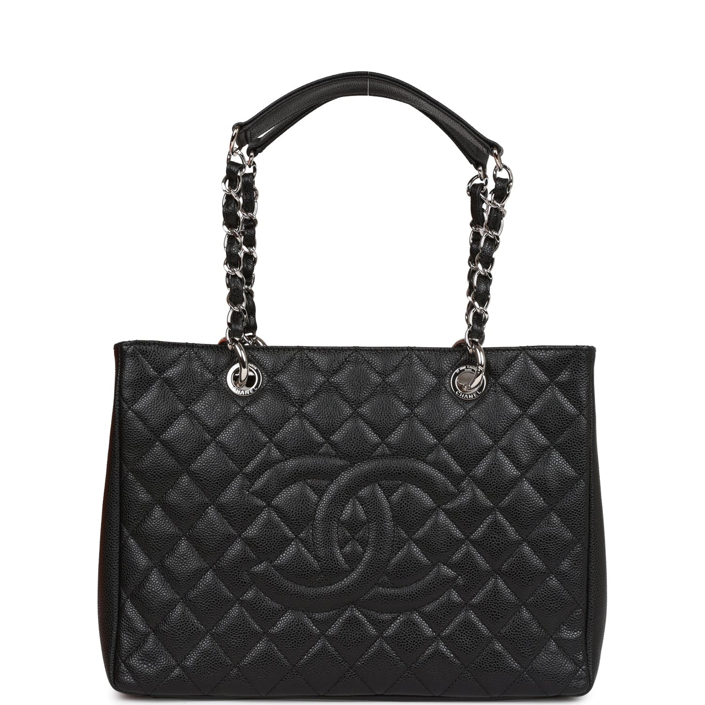 Chanel Grand Shopping Tote Gst Bag Black Caviar Silver Hardware