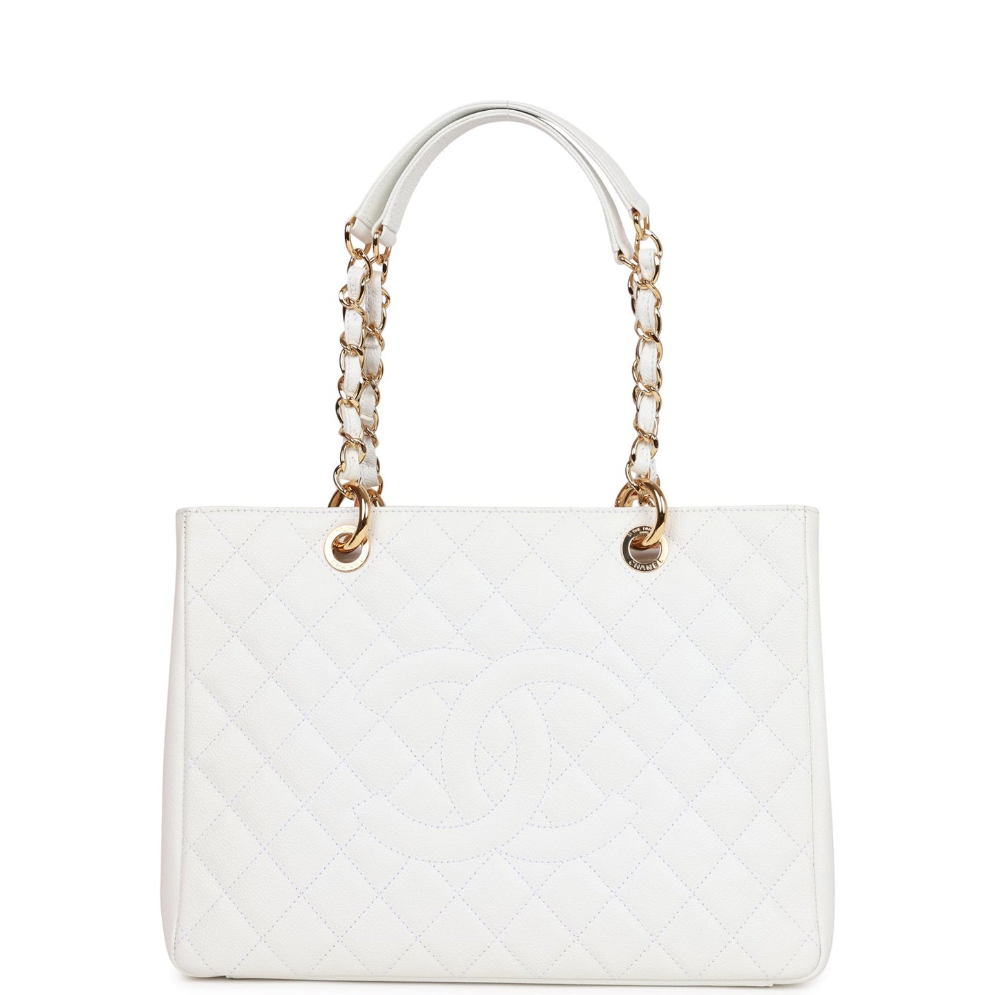 Chanel Grand Shopping Tote Gst Bag White Caviar Gold Hardware