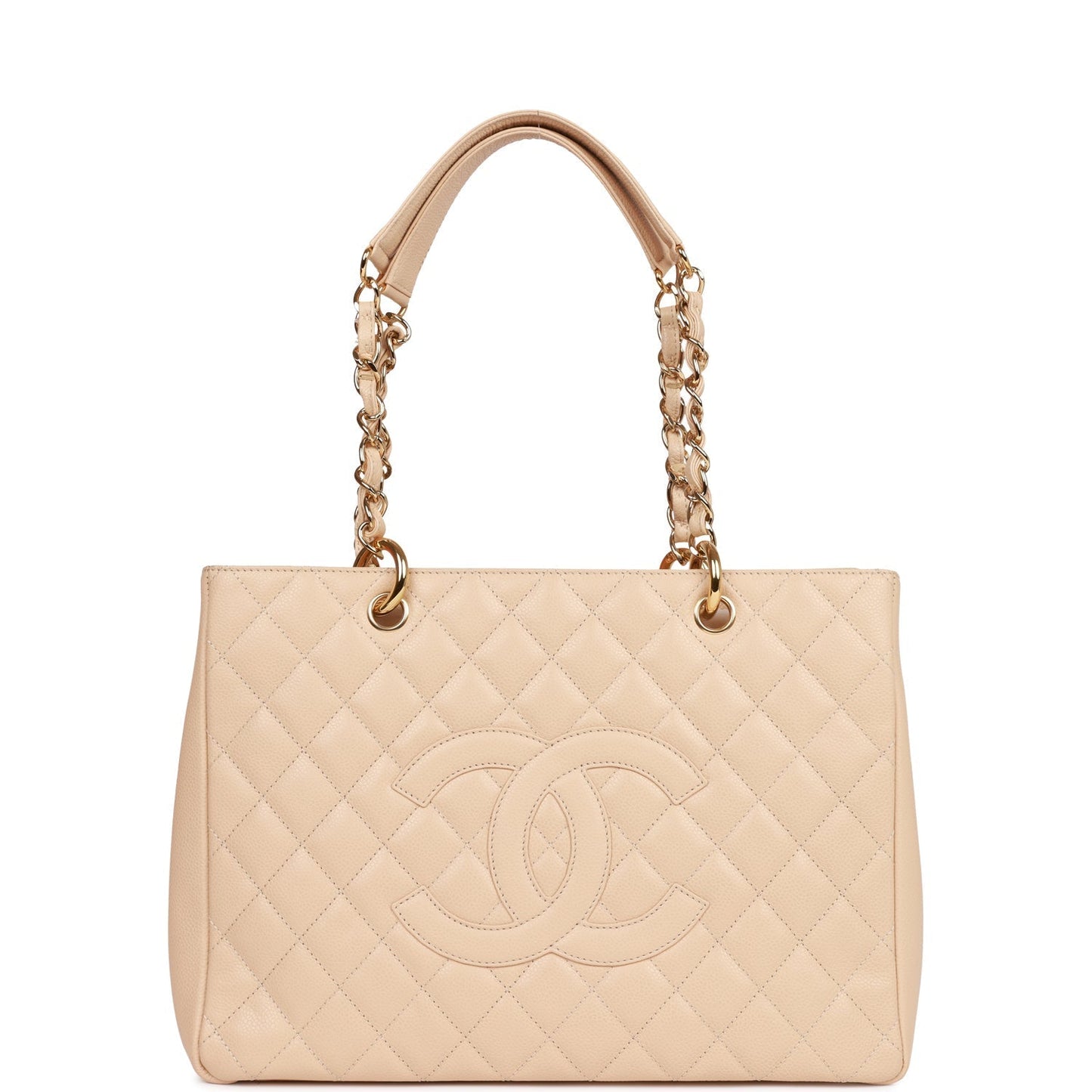 Chanel Grand Shopping Tote Gst Bag Beige Caviar Gold Hardware