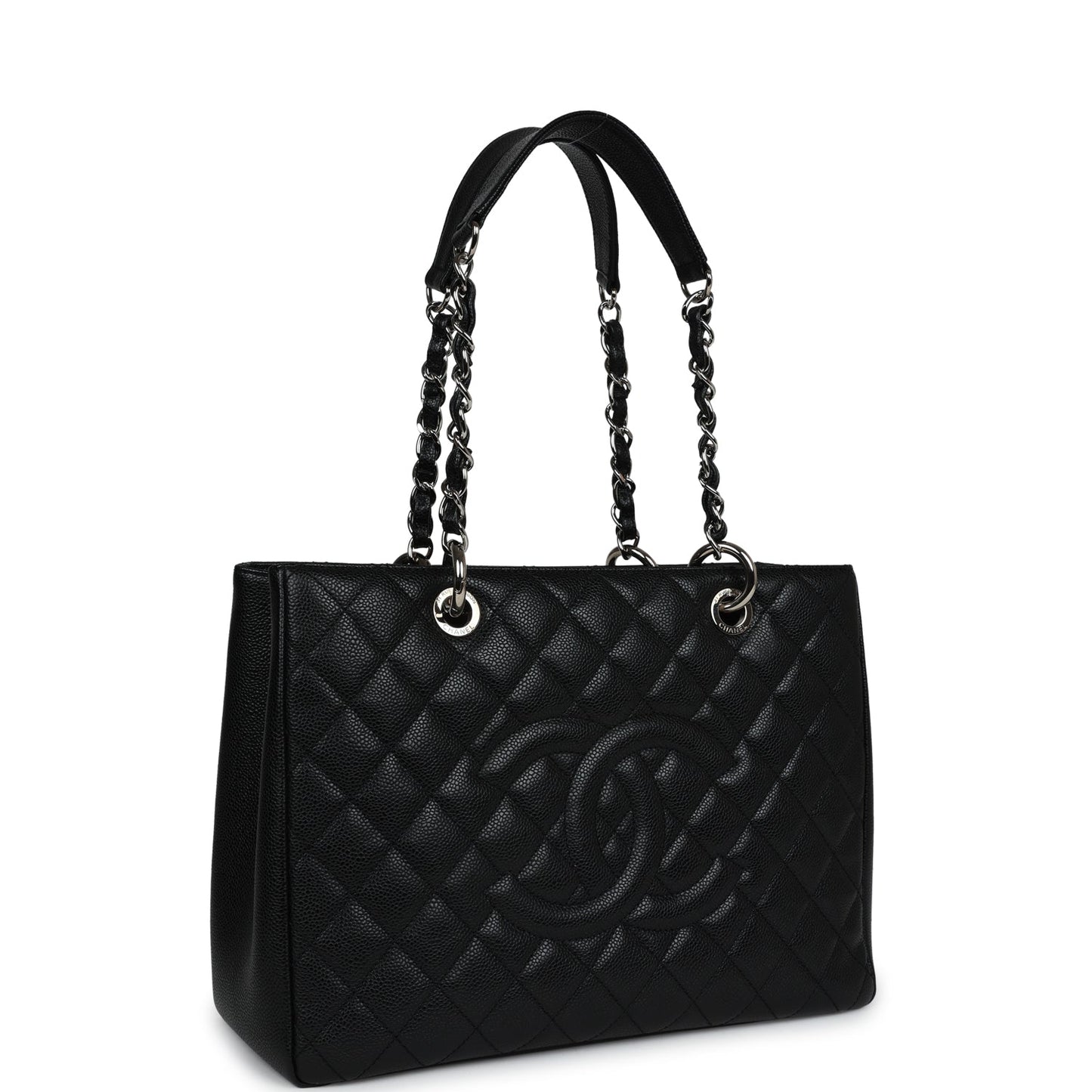 Chanel Grand Shopping Tote Bag Black Caviar Silver Hardware