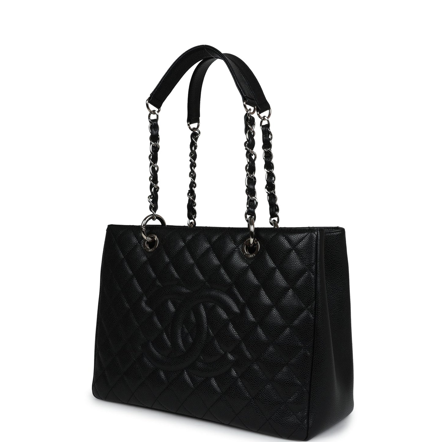 Chanel Grand Shopping Tote Bag Black Caviar Silver Hardware