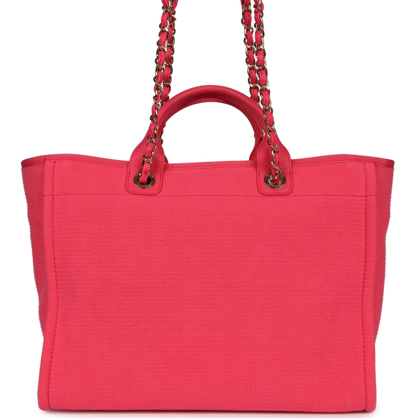 Chanel Medium Deauville Shopping Tote Pink Canvas Light Gold Hardware