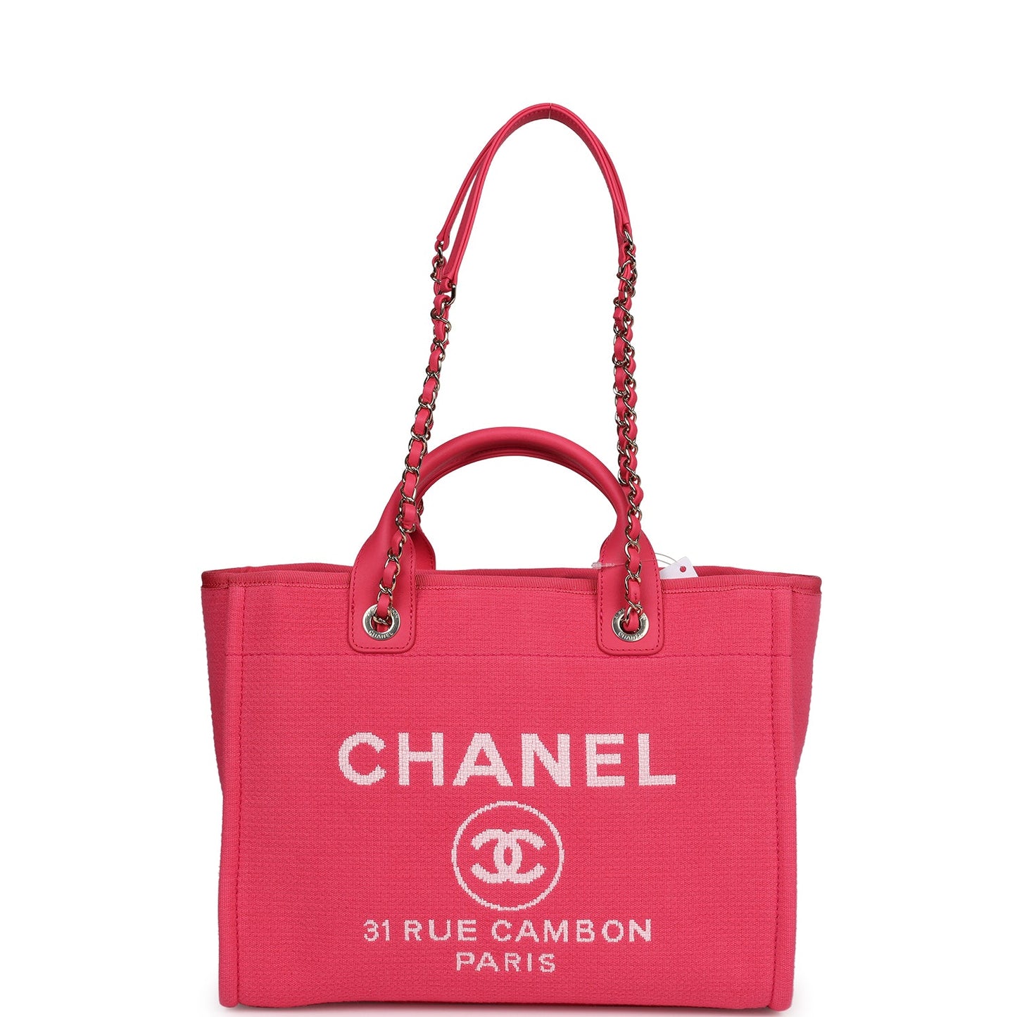 Chanel Small Deauville Shopping Tote Pink Canvas Light Gold Hardware