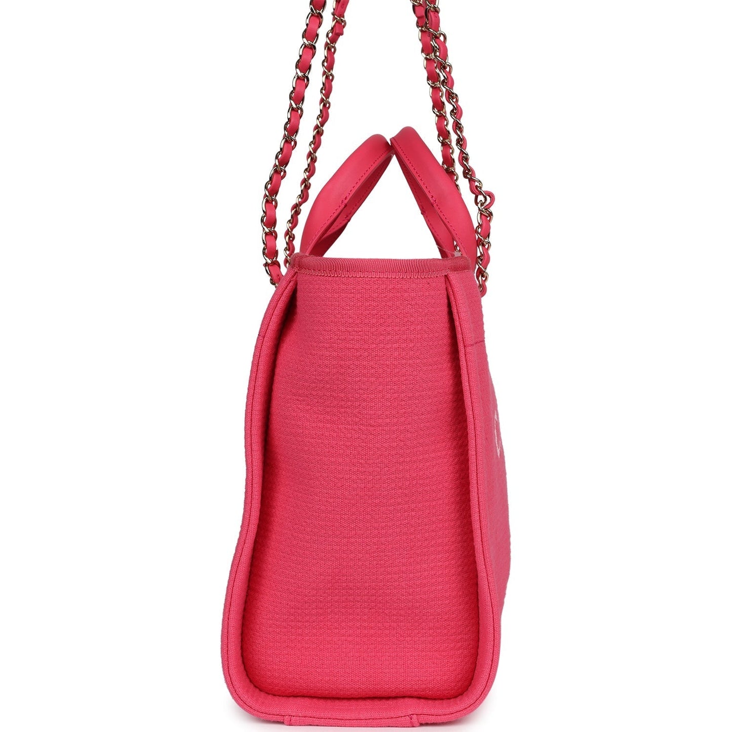 Chanel Small Deauville Shopping Tote Pink Canvas Light Gold Hardware